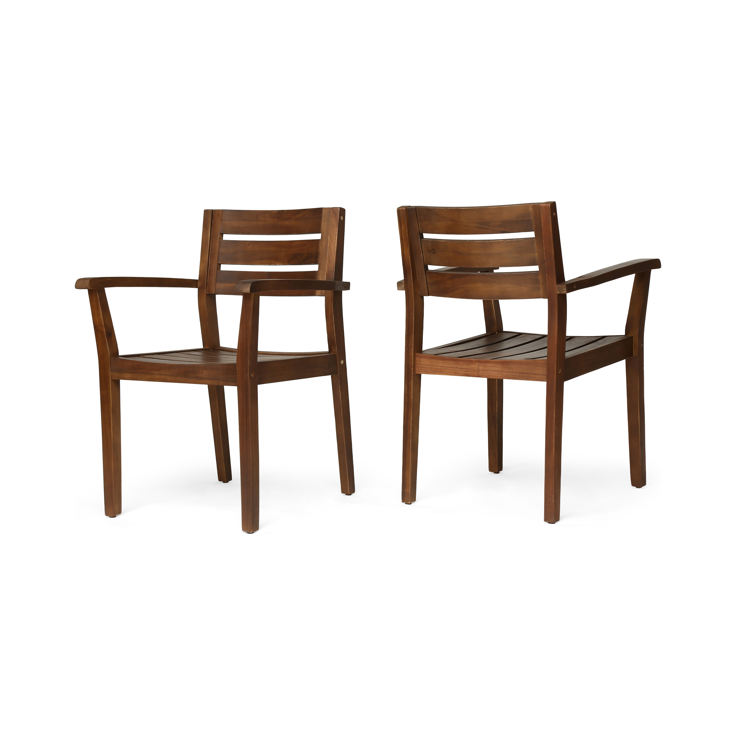 STAMFORD Dining Chairs Set of 2,Acacia Wood Patio Armchair,for Backyard, Poolside, Garden,Dark Brown - Image 4