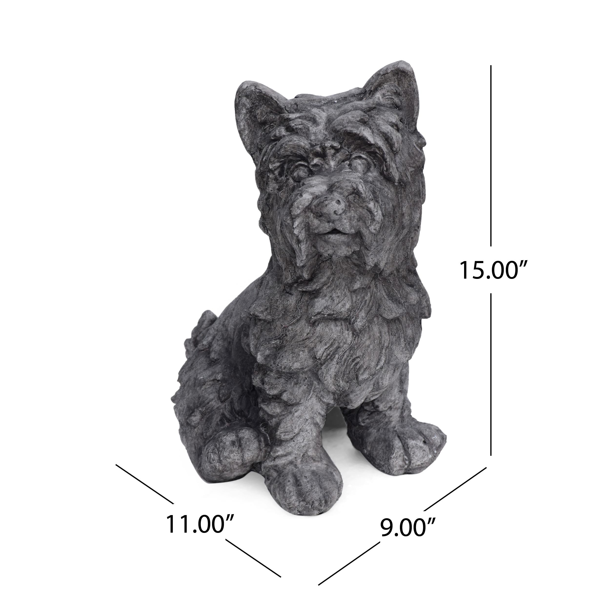 CRICKET DOG CAST SONE GARDEN STATUE, Outdoor Terrier Dog Garden Statue, Antique Gray Finish, No Assembly Required - Image 3