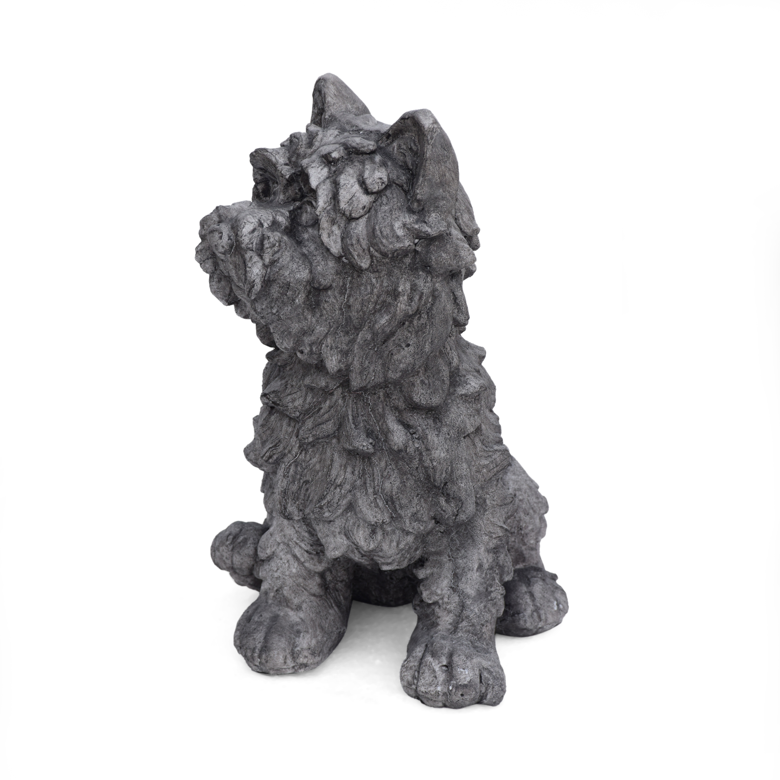 CRICKET DOG CAST SONE GARDEN STATUE, Outdoor Terrier Dog Garden Statue, Antique Gray Finish, No Assembly Required - Image 4