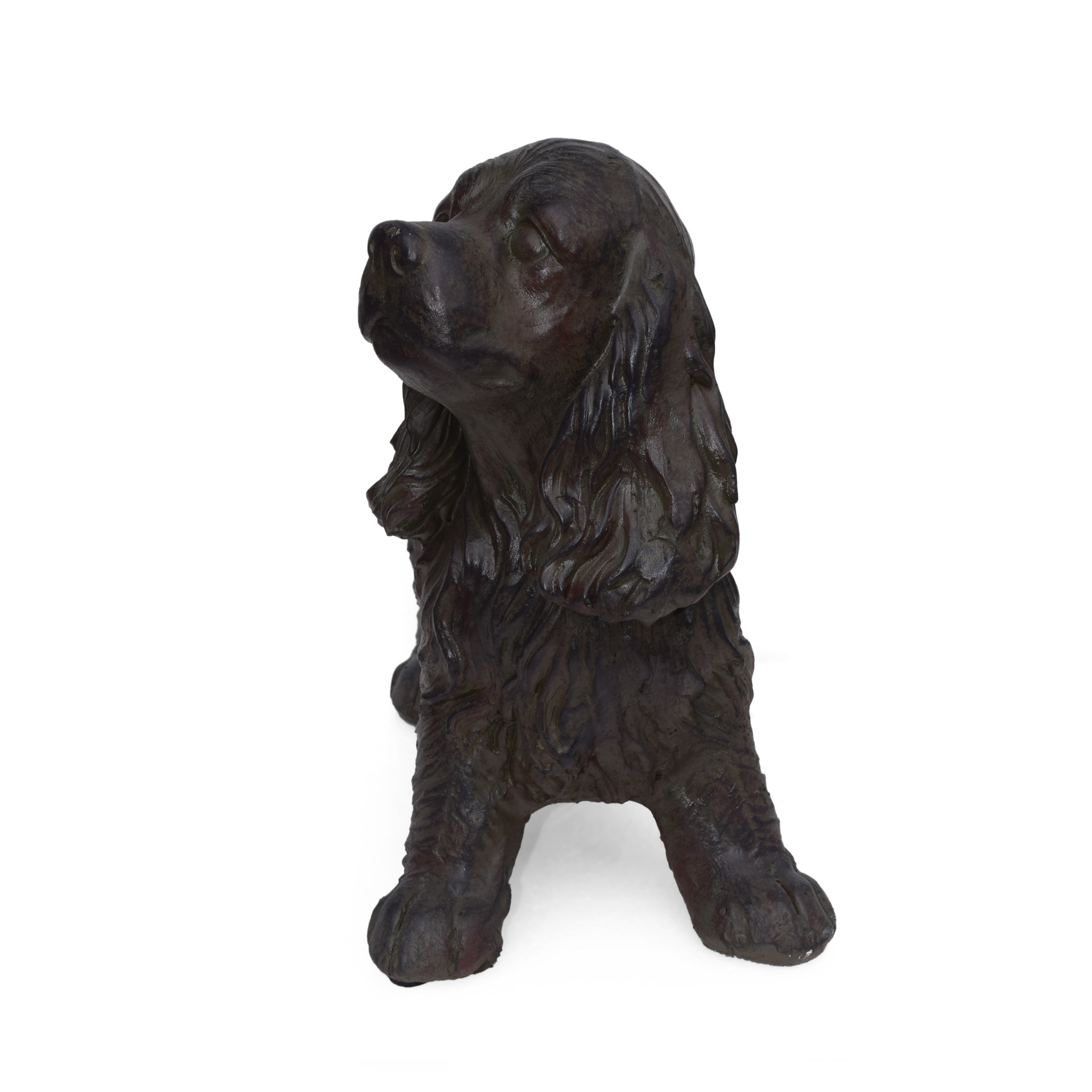 JOSIE DOG CAST SONE GARDEN STATUE, Outdoor Cocker Spaniel Dog Garden Statue, Brown Finish, No Assembly Required - Image 4
