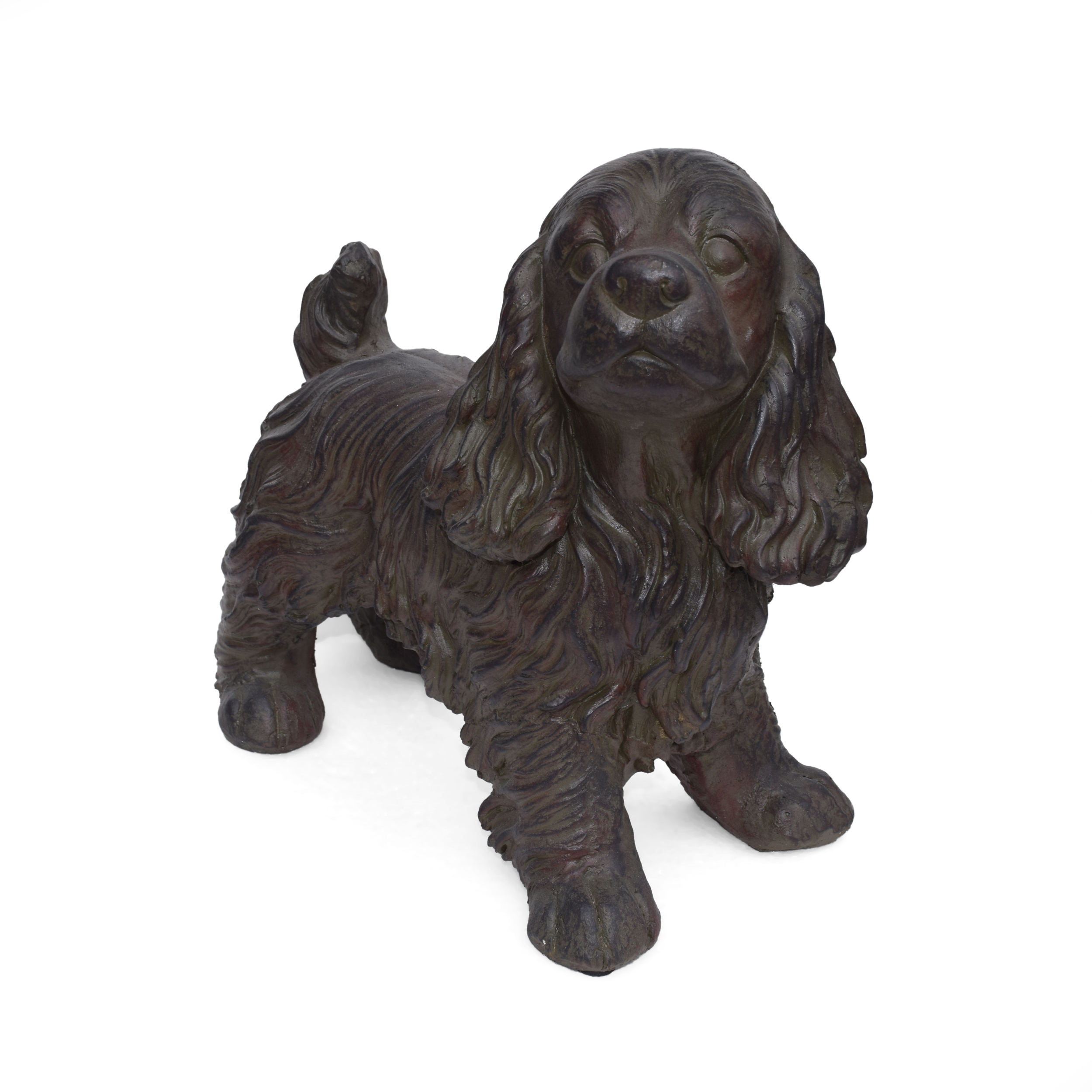 JOSIE DOG CAST SONE GARDEN STATUE, Outdoor Cocker Spaniel Dog Garden Statue, Brown Finish, No Assembly Required - Image 5