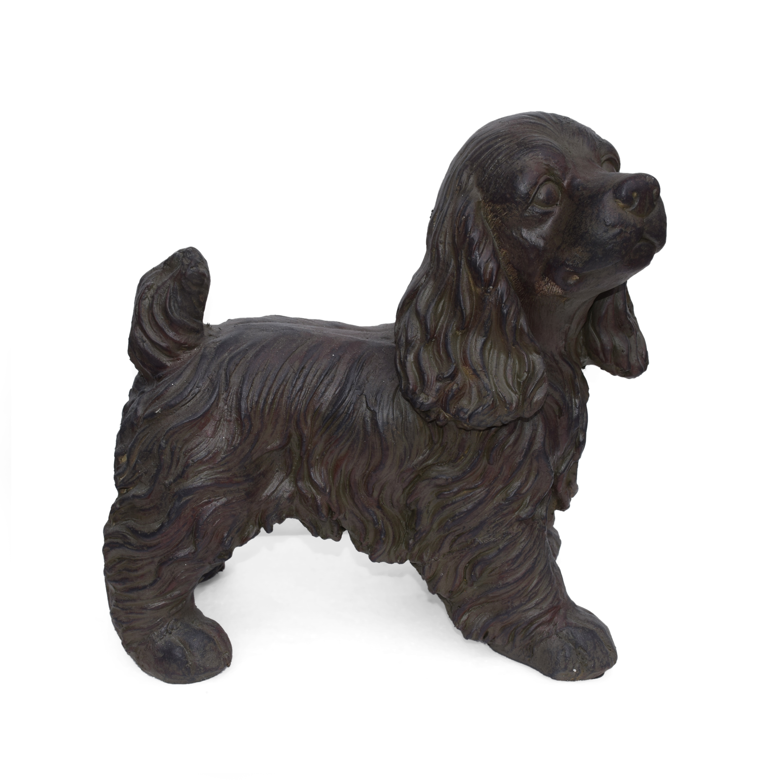 JOSIE DOG CAST SONE GARDEN STATUE, Outdoor Cocker Spaniel Dog Garden Statue, Brown Finish, No Assembly Required - Image 6
