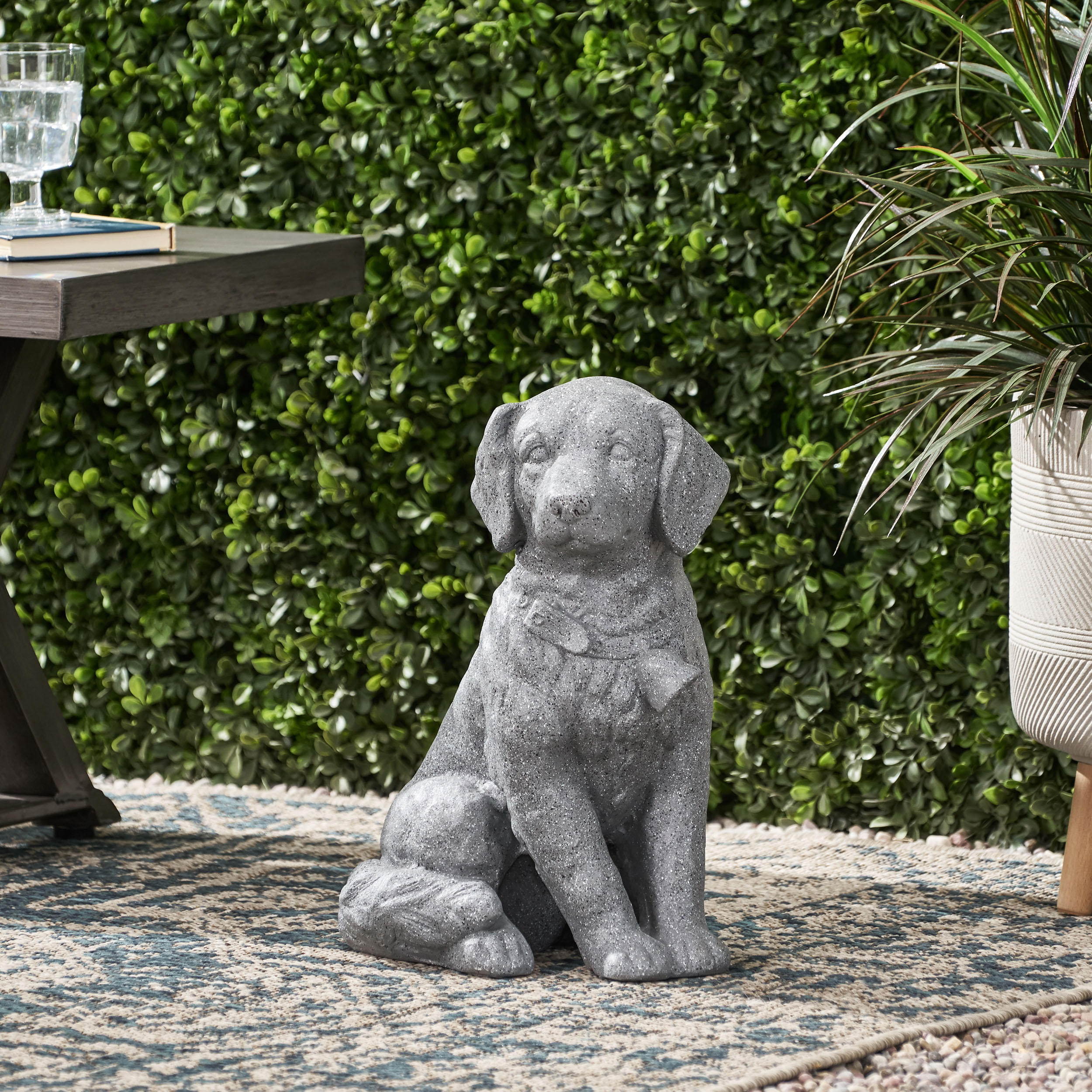MGO DOG STATUE, Outdoor Dog Statue, Stone Gray, No Assembly Required - Image 2