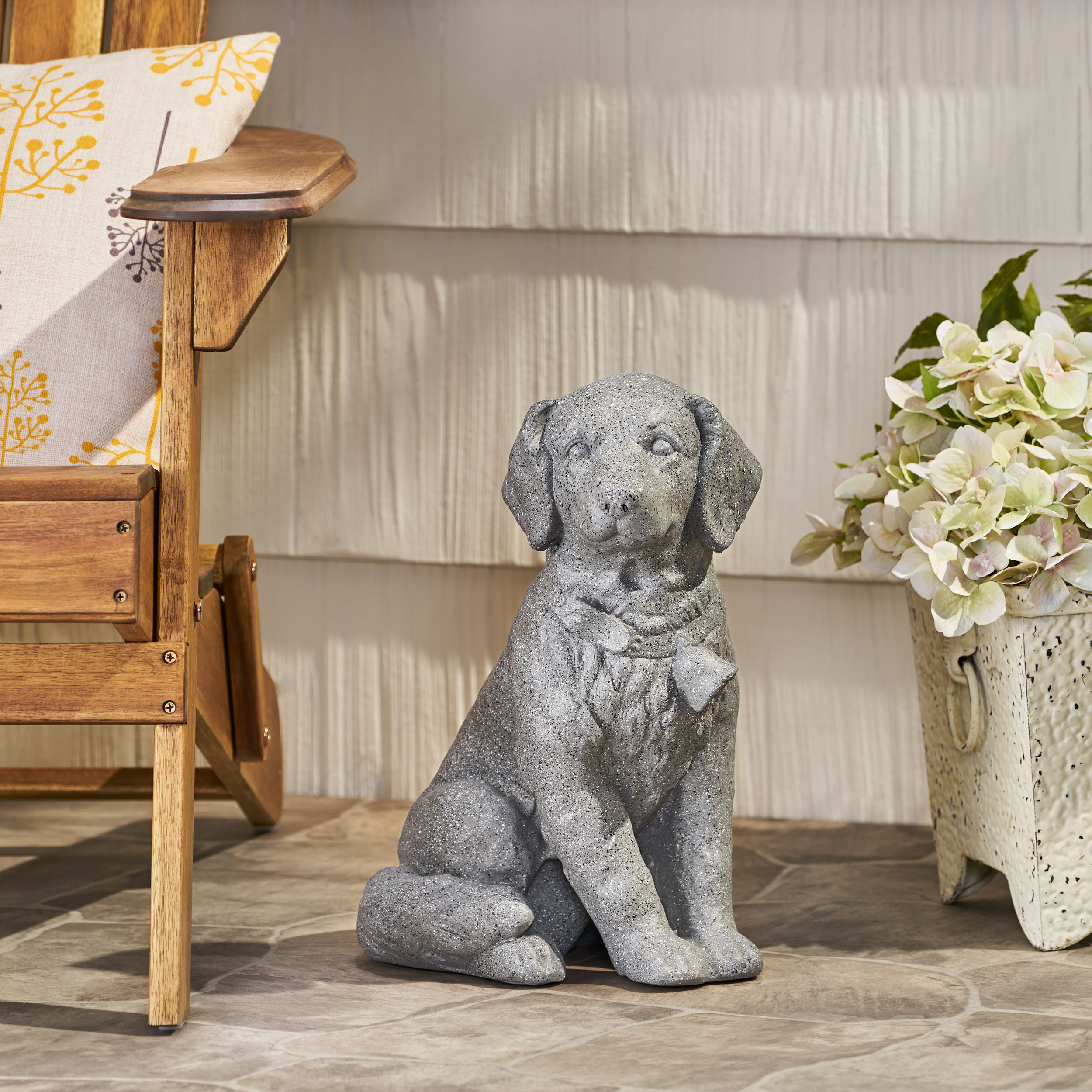 MGO DOG STATUE, Outdoor Dog Statue, Stone Gray, No Assembly Required - Image 3