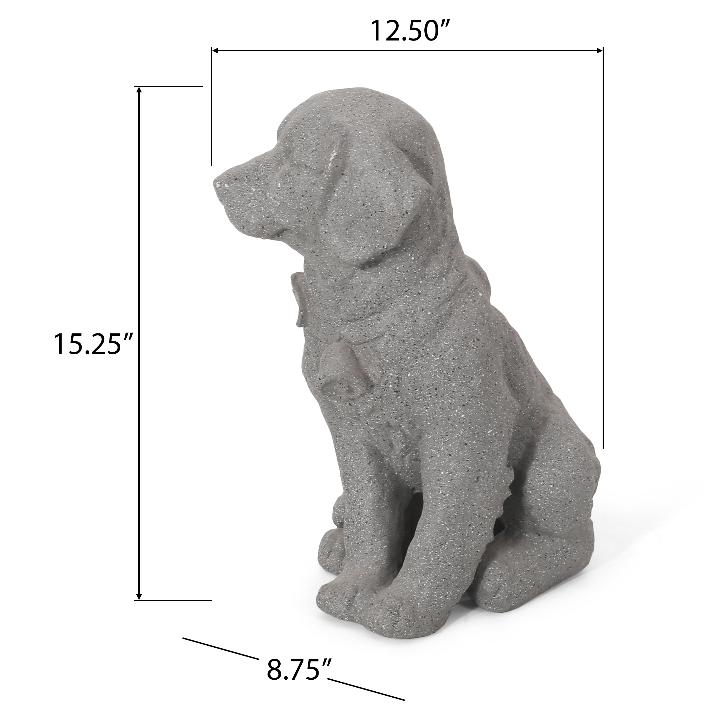 MGO DOG STATUE, Outdoor Dog Statue, Stone Gray, No Assembly Required - Image 4