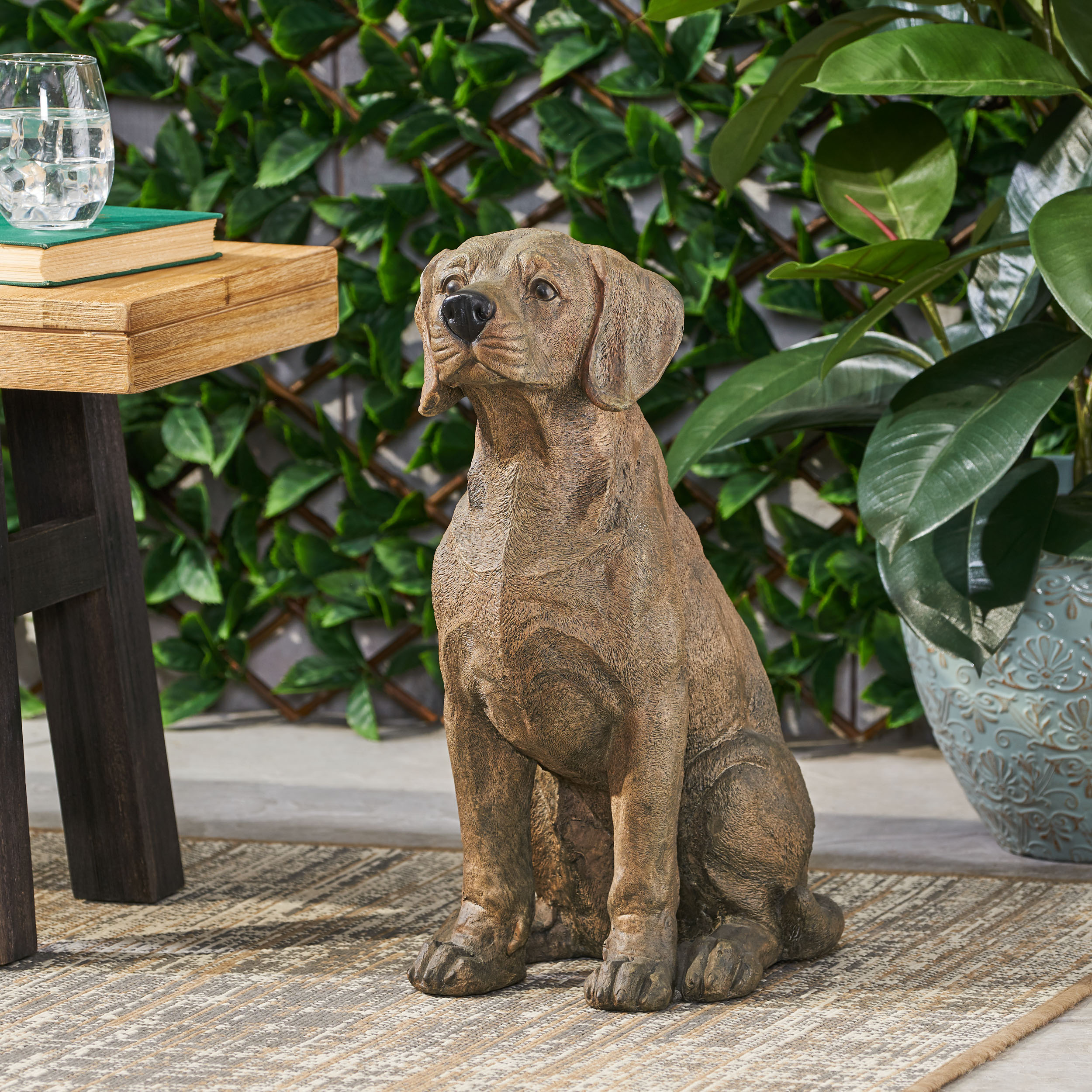 MGO DOG DECOR, Outdoor Dog Statue, Dark Brown, No Assembly Required - Image 2