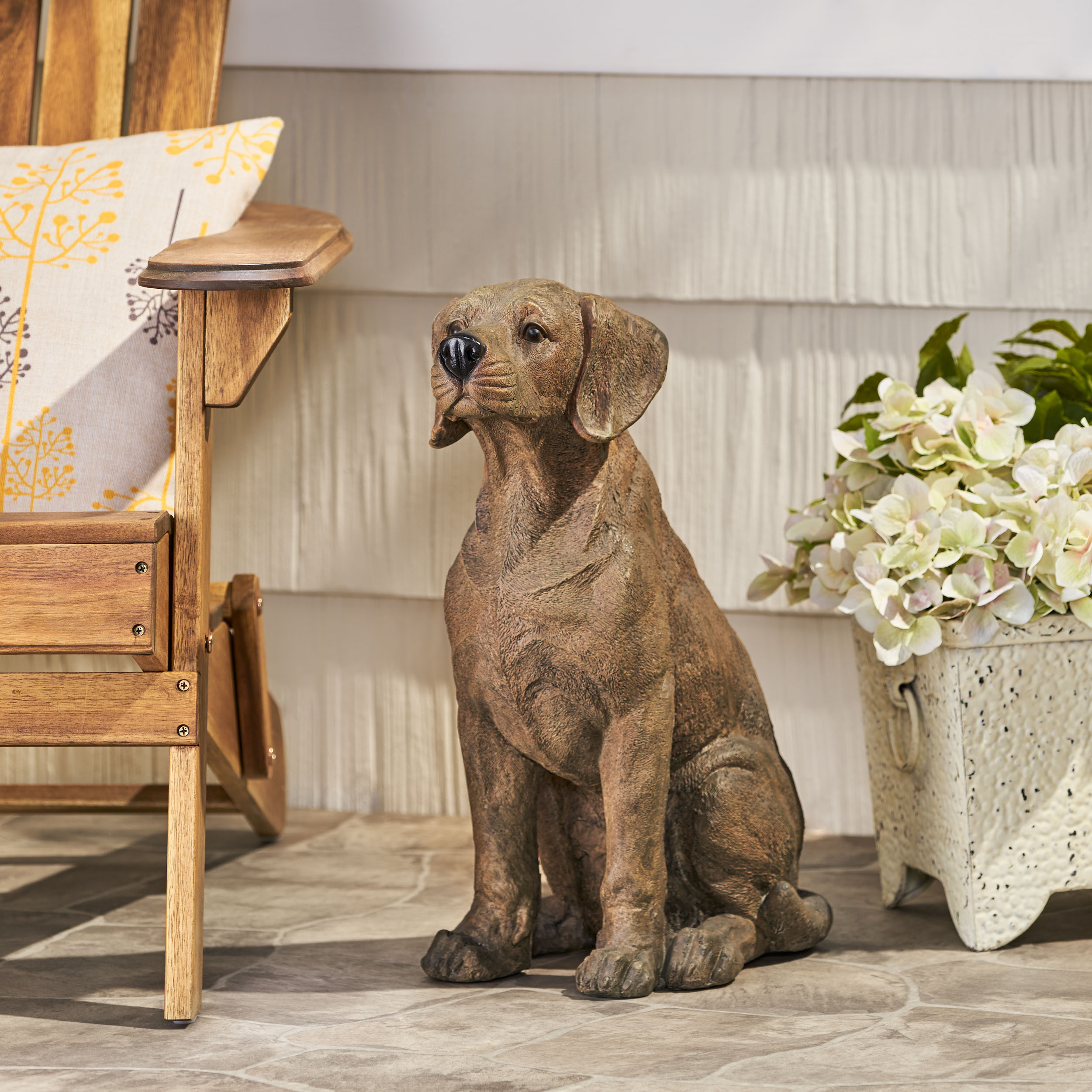 MGO DOG DECOR, Outdoor Dog Statue, Dark Brown, No Assembly Required - Image 3