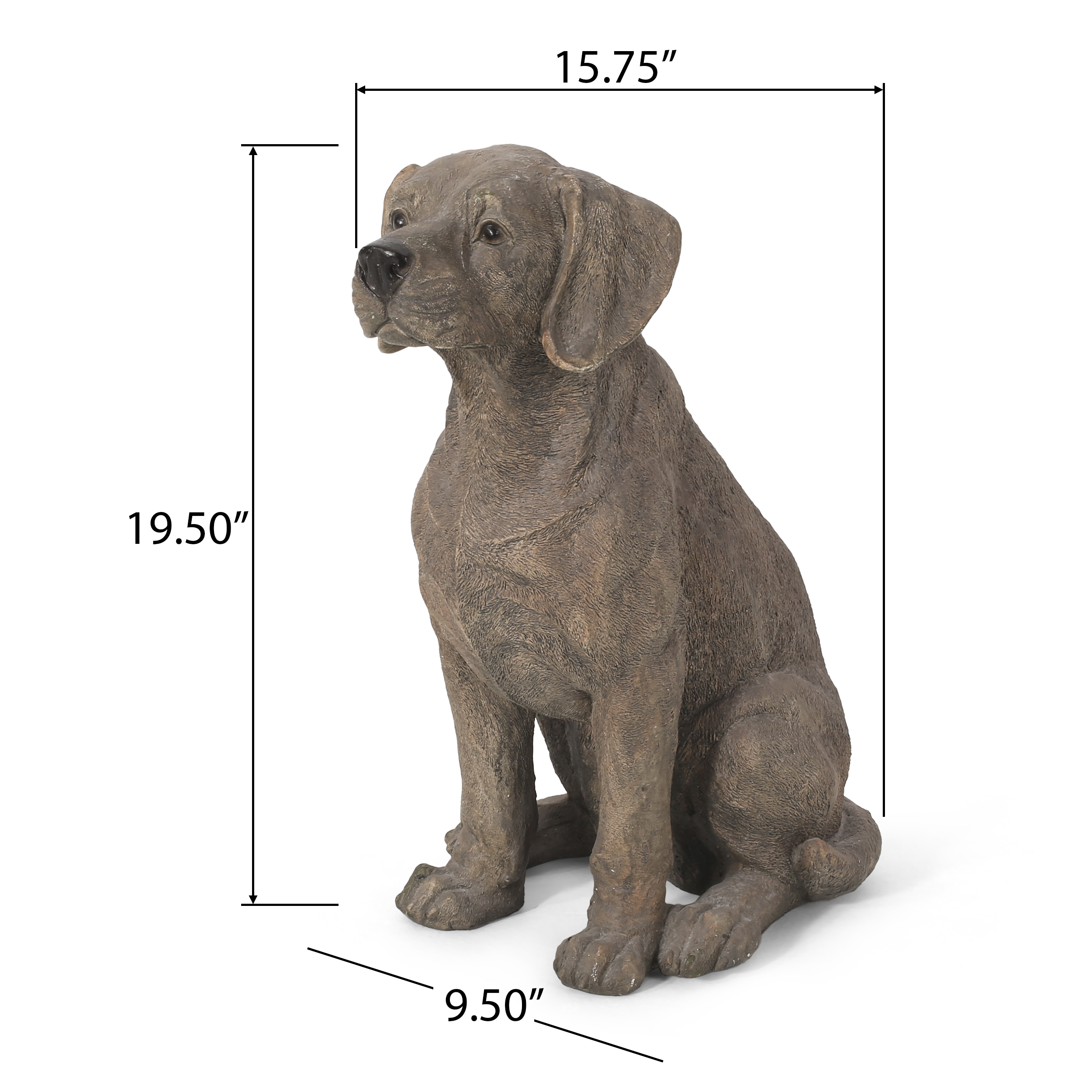 MGO DOG DECOR, Outdoor Dog Statue, Dark Brown, No Assembly Required - Image 4