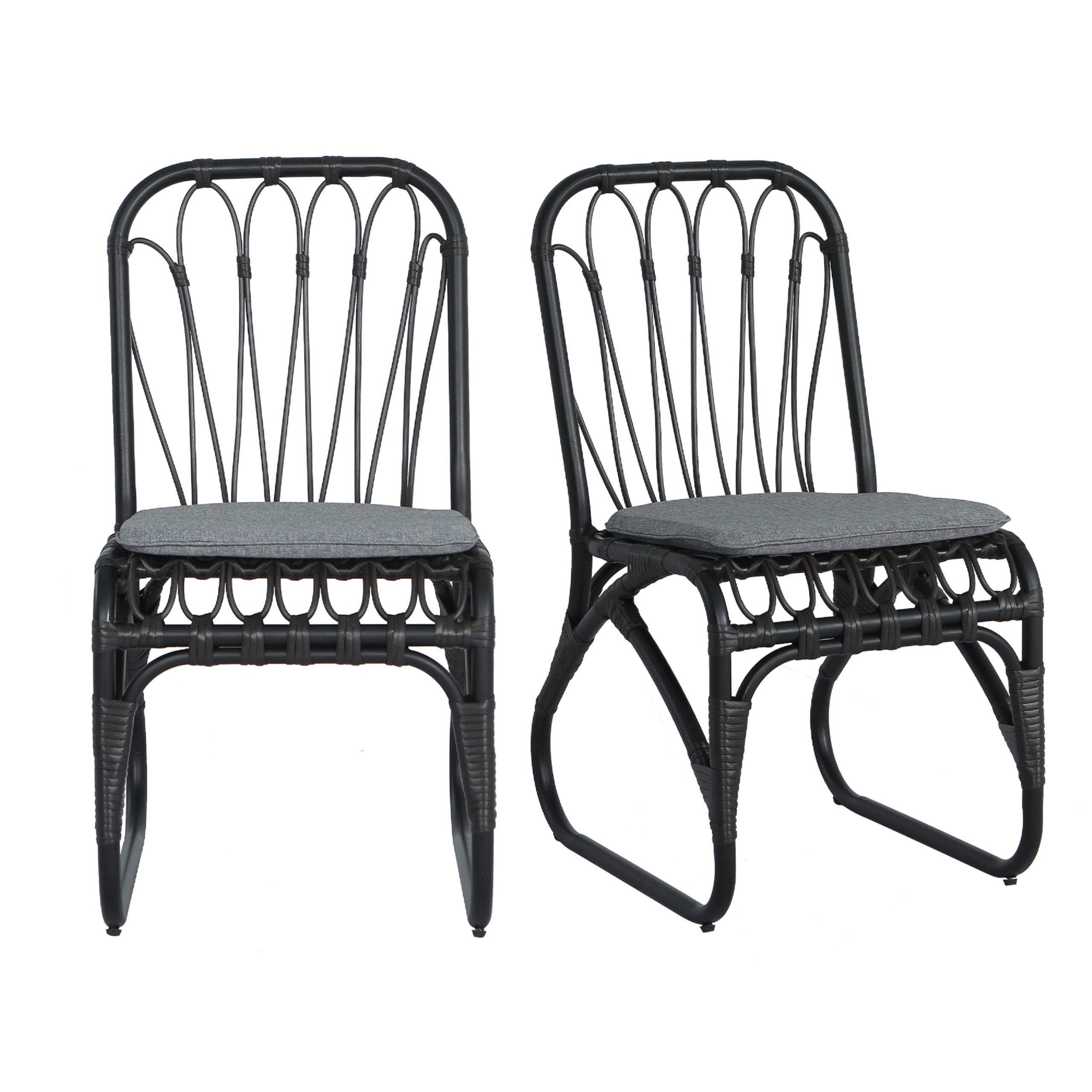 Outdoor PE Wicker Dining Chairs with Washable Cushion Set of 2, Outdoor Rattan chairs for Backyard, Poolside, Garden,Patio,Grey - Image 6