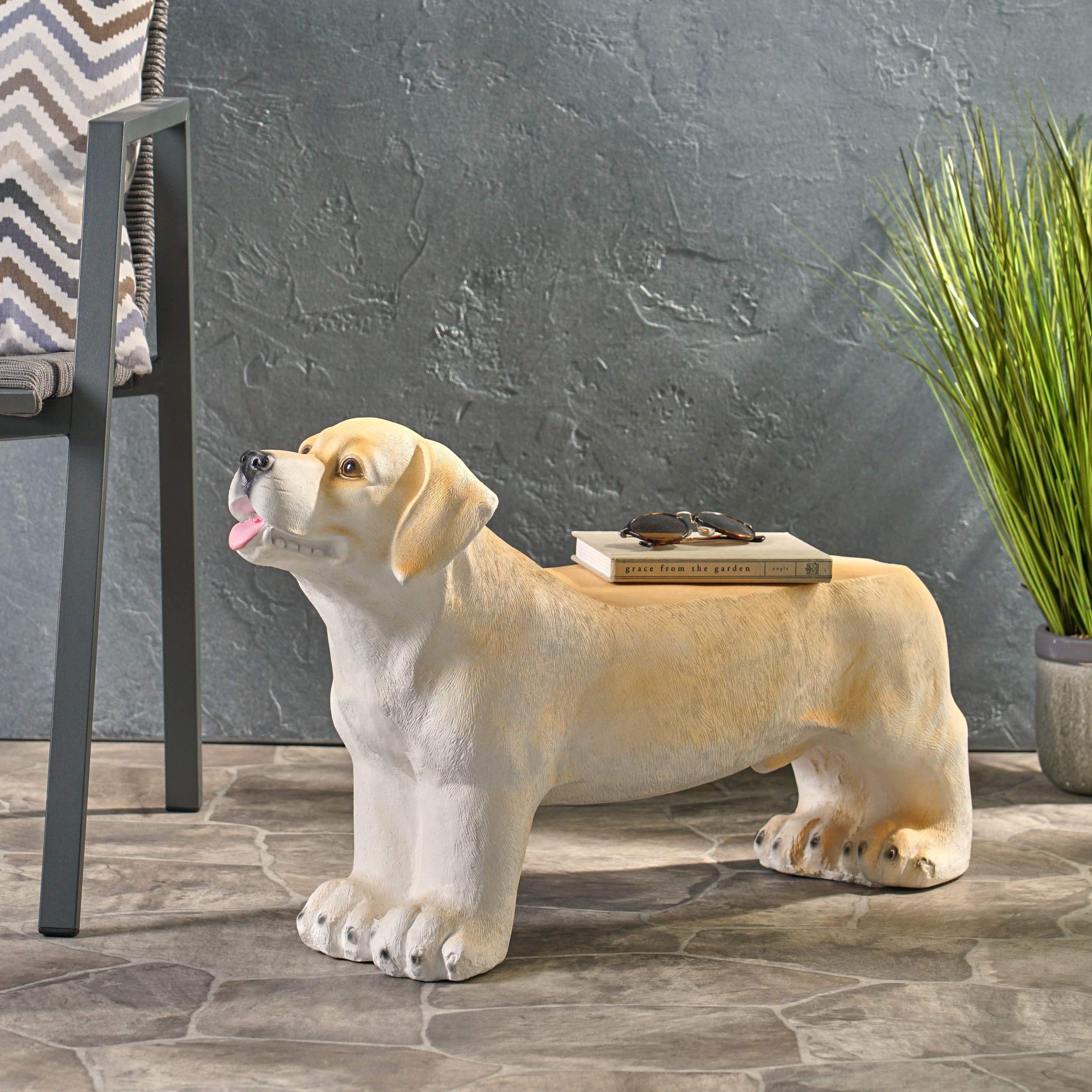 MGO DOG BENCH, Outdoor Bench, Light Brown, No Assembly Required - Image 3