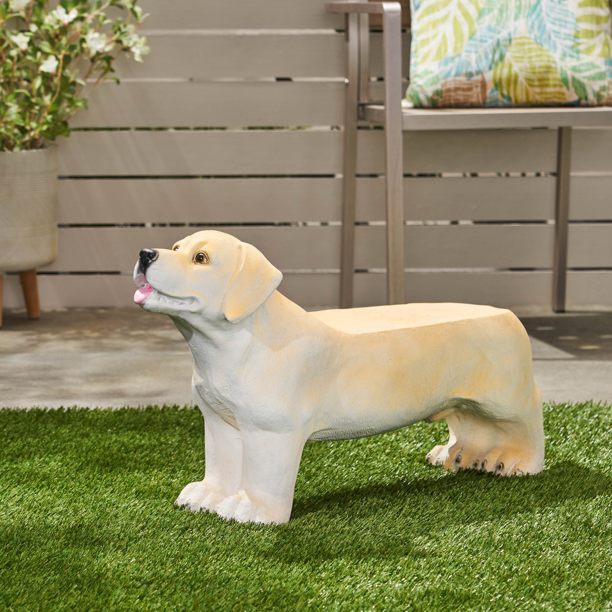 MGO DOG BENCH, Outdoor Bench, Light Brown, No Assembly Required - Image 2