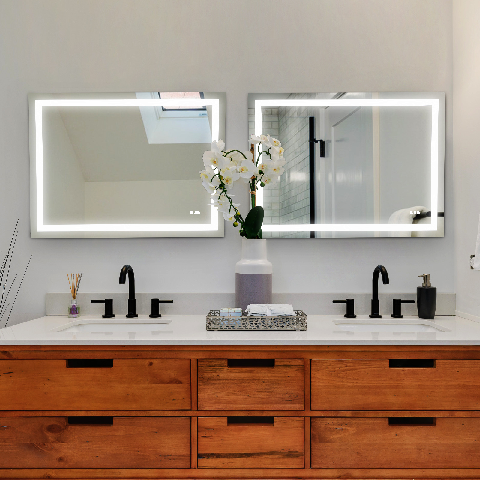 48" x 36" LED Bathroom Mirror with Anti-Fog and Touch Sensor – Modern Frameless Lighted Wall Mirror for Bathroom Vanity, Shower Room, or Dressing Area - Image 3