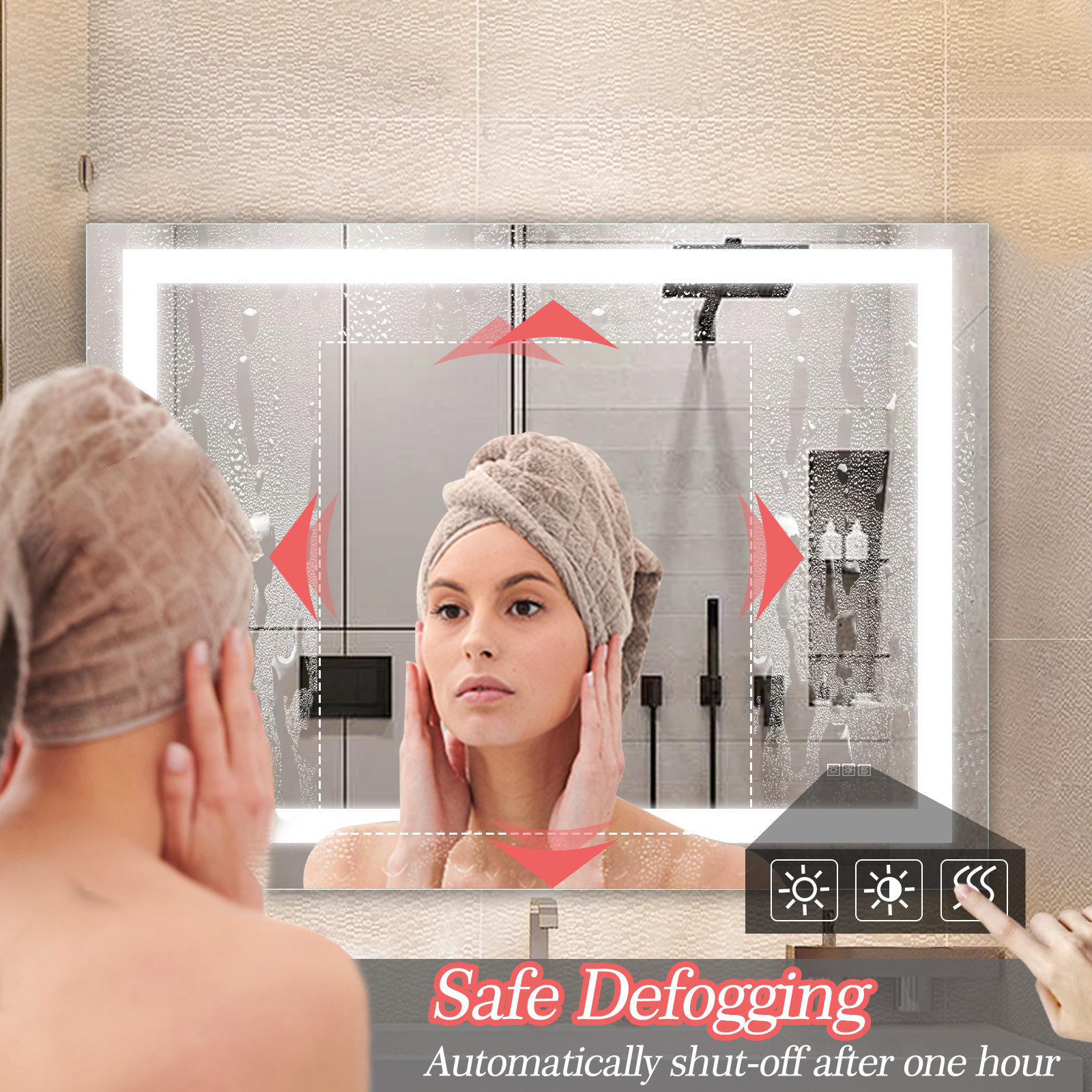 48" x 36" LED Bathroom Mirror with Anti-Fog and Touch Sensor – Modern Frameless Lighted Wall Mirror for Bathroom Vanity, Shower Room, or Dressing Area - Image 6