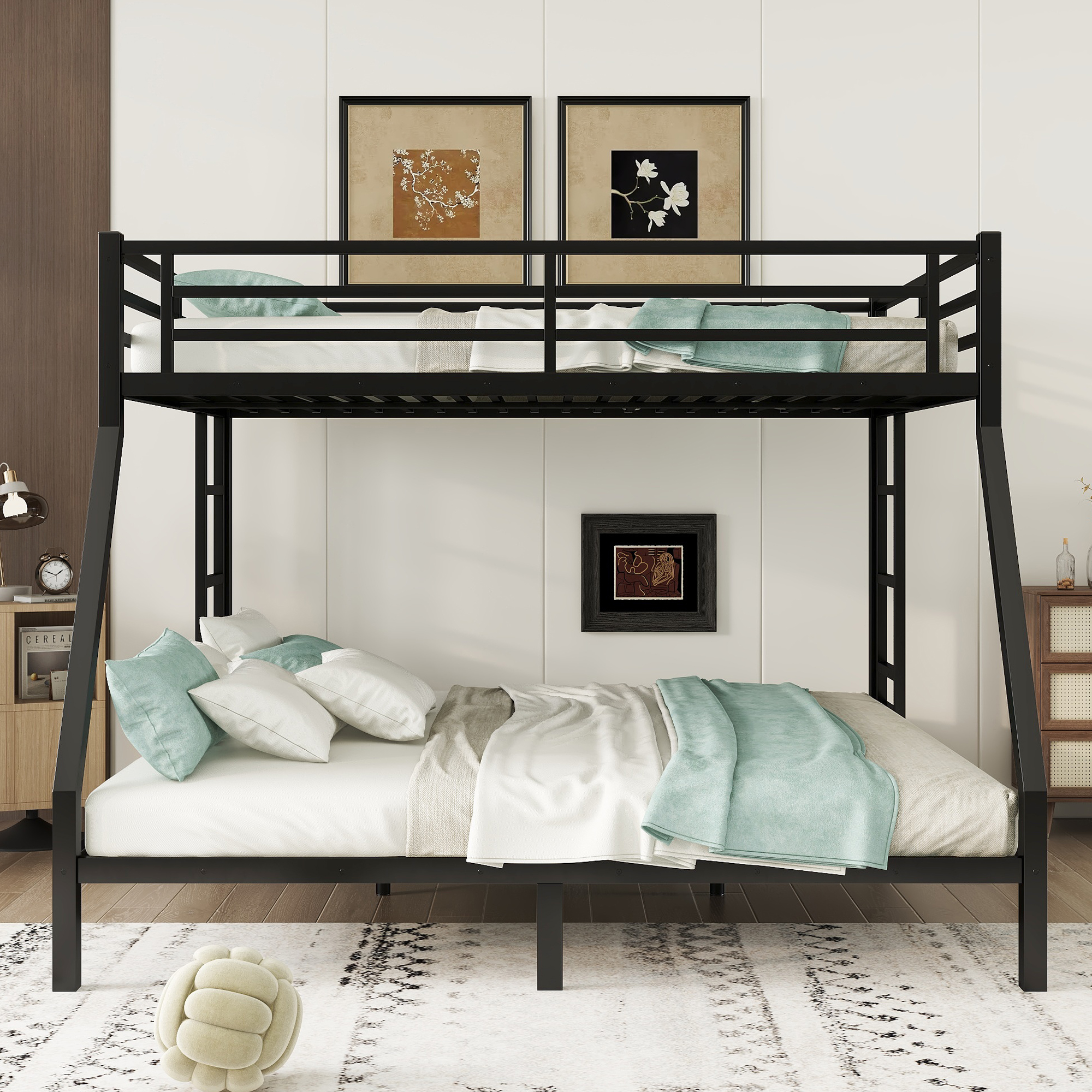 Metal Queen over King Bunk Bed for Teens and Adults,Space-Saving/Noise Reduced/No Box Spring Needed, Black - Image 2