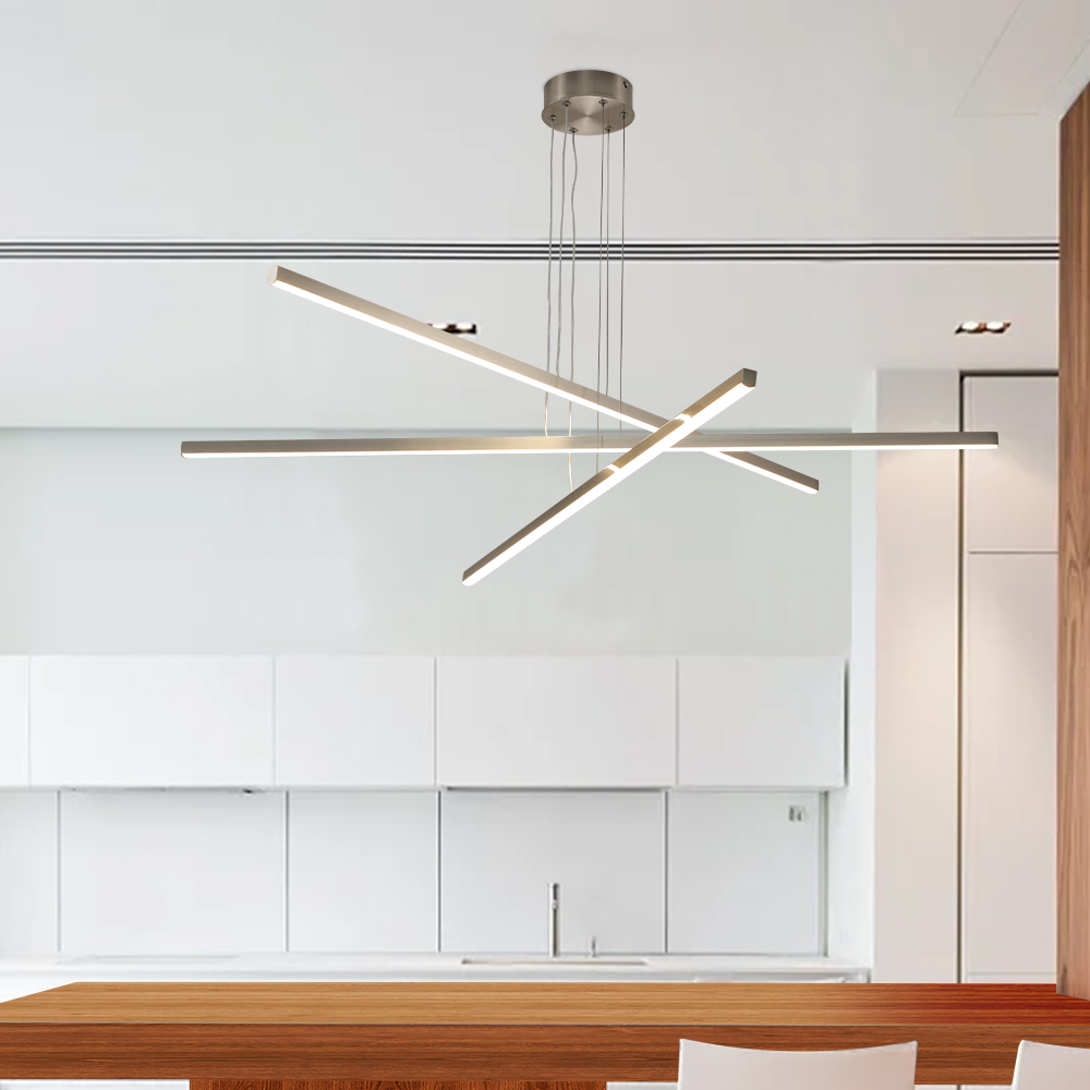 48" Modern LED Chandelier - Geometric 3-Arm Design, Adjustable Hanging, Sleek Metal Finish for Dining Room, Living Room & Office - Image 5