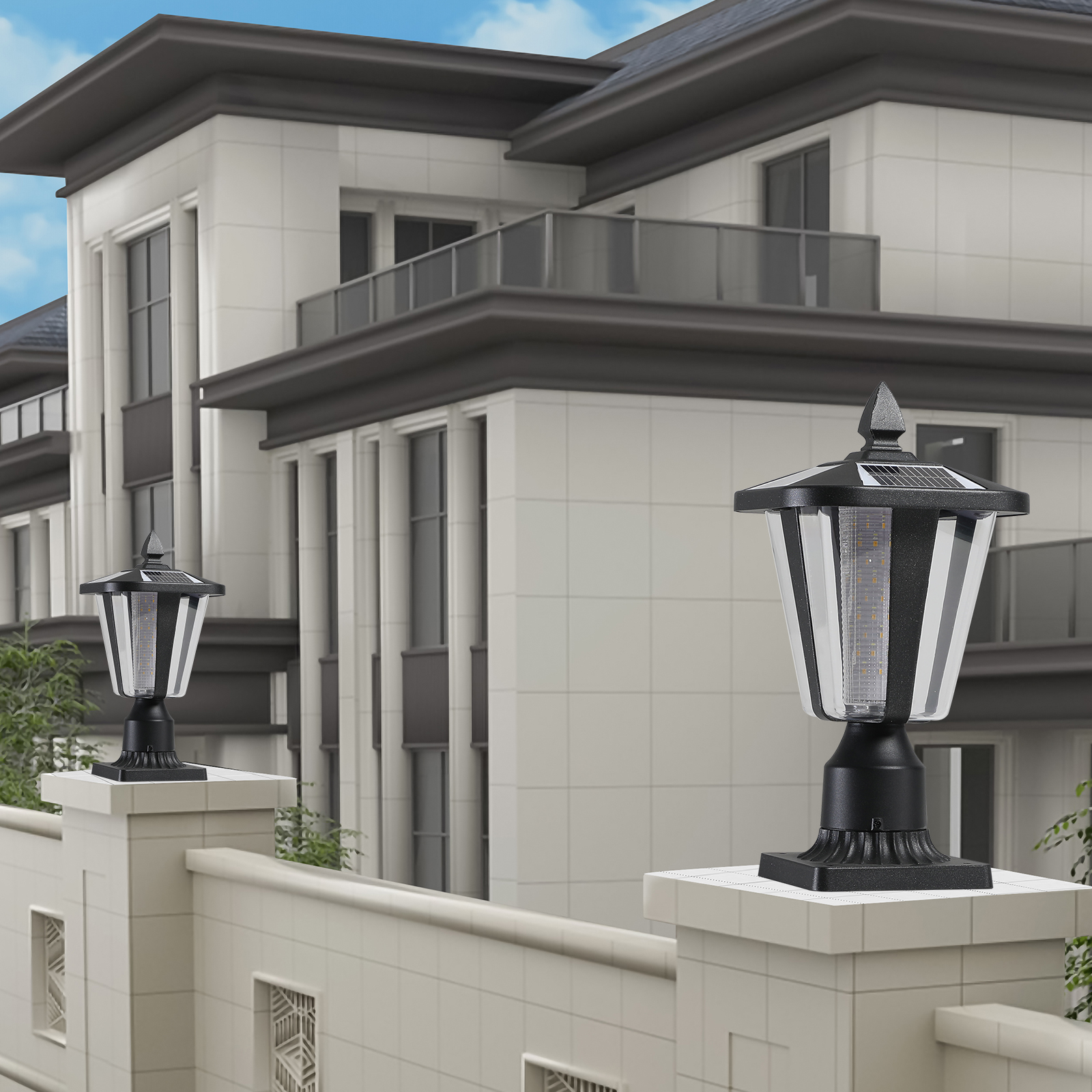 15"(H) Solar Powered Outdoor Lantern, Modern Garden Light with LED for Pathways, Yards, and Driveways (1-Pack) - Image 2