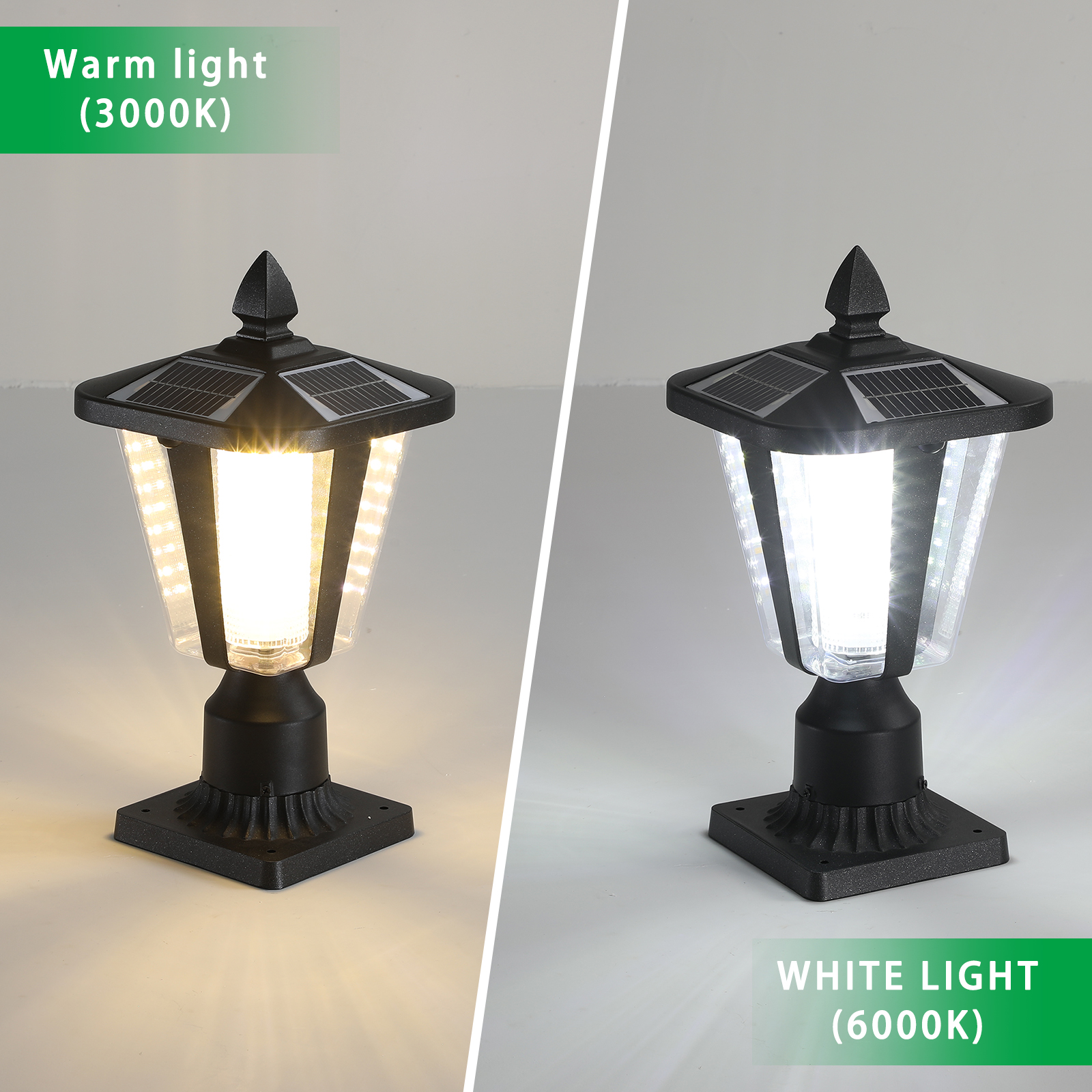 15"(H) Solar Powered Outdoor Lantern, Modern Garden Light with LED for Pathways, Yards, and Driveways (2-Pack) - Image 5