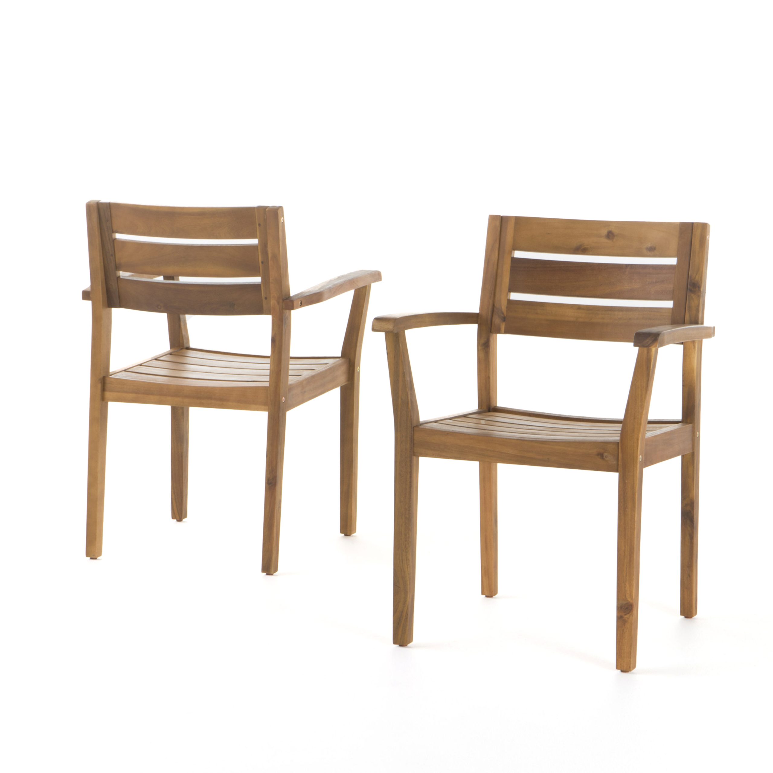 STAMFORD Dining Chairs Set of 2,Acacia Wood Patio Armchair,for Backyard, Poolside, Garden,Teak - Image 5