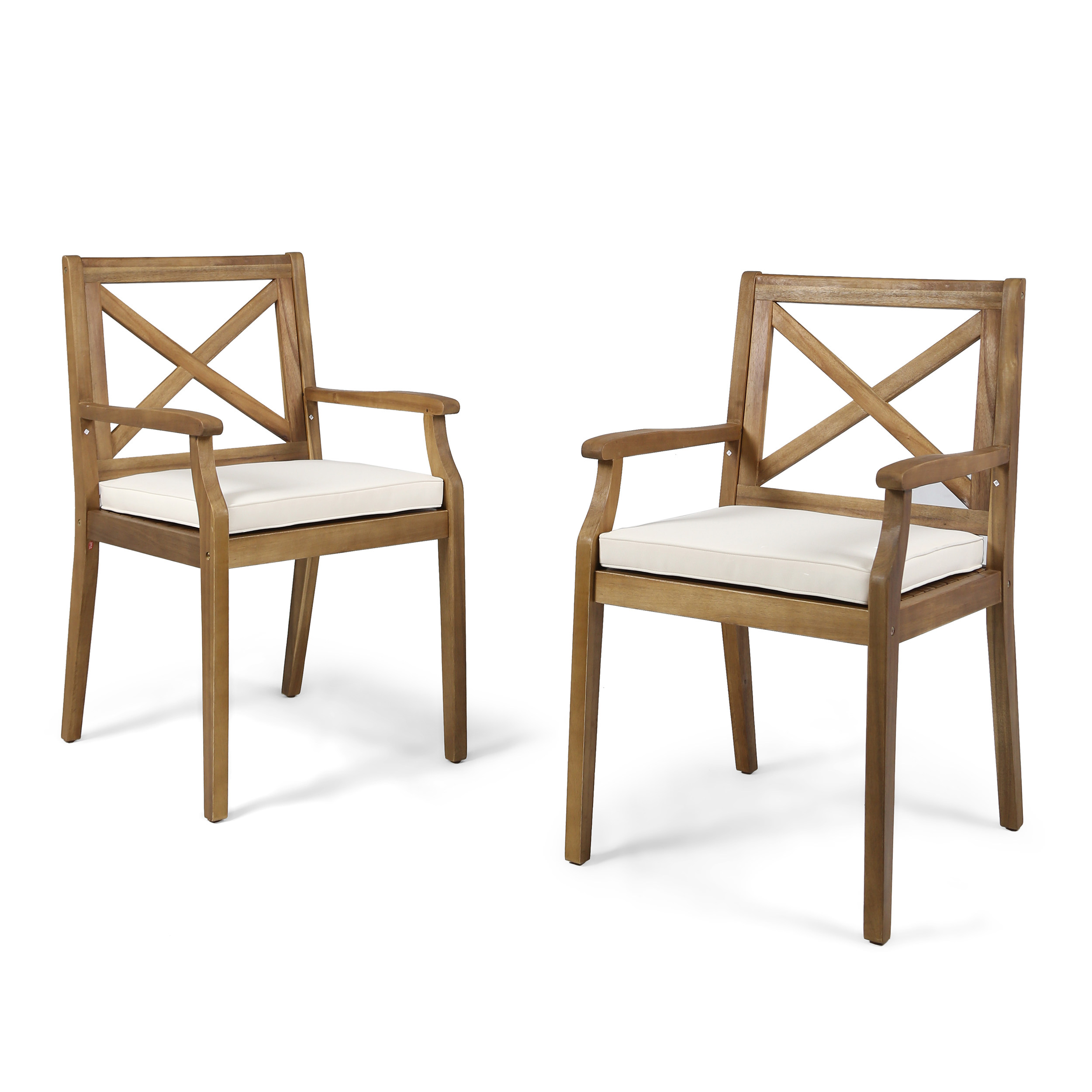 PERLA DINING CHAIR,2PCS with 2 Cream Cushions,for Backyard, Poolside, Garden - Image 6