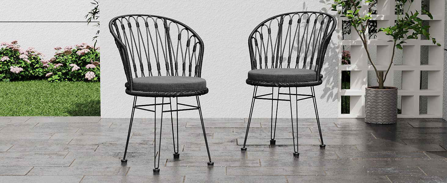 TAVON CHAIR,2PCS with 2 Cushions,Gray - Image 4