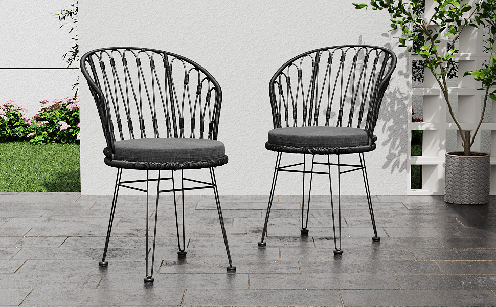 TAVON CHAIR,2PCS with 2 Cushions,Gray - Image 3