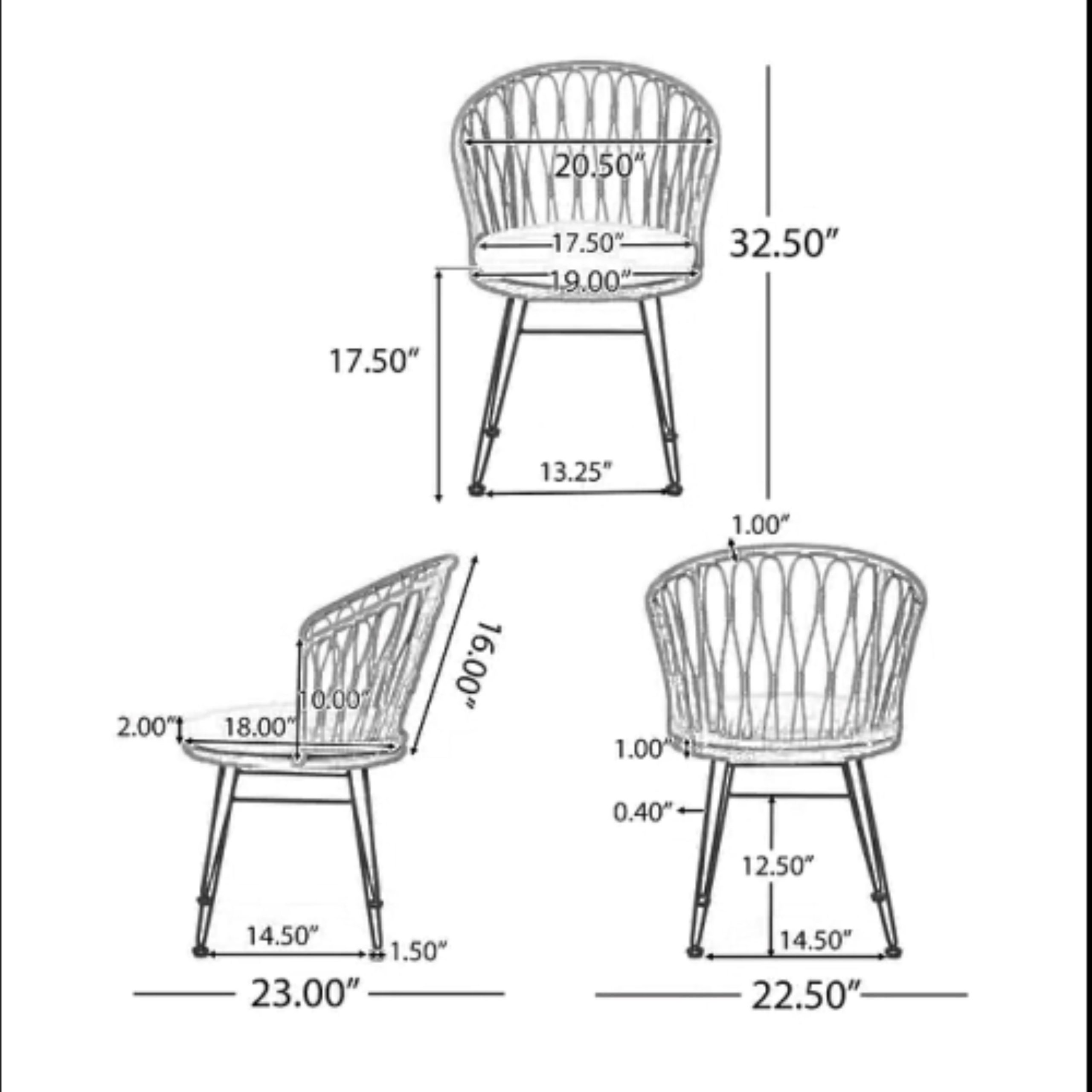 TAVON CHAIR,2PCS with 2 Cushions,Gray - Image 5