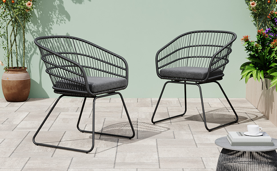 TERRY CHAIR,2PCS with 2 Cushions,Gray - Image 3