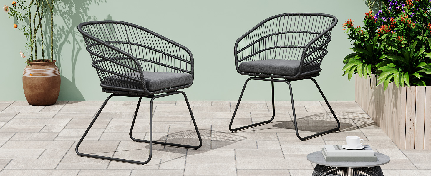 TERRY CHAIR,2PCS with 2 Cushions,Gray - Image 4
