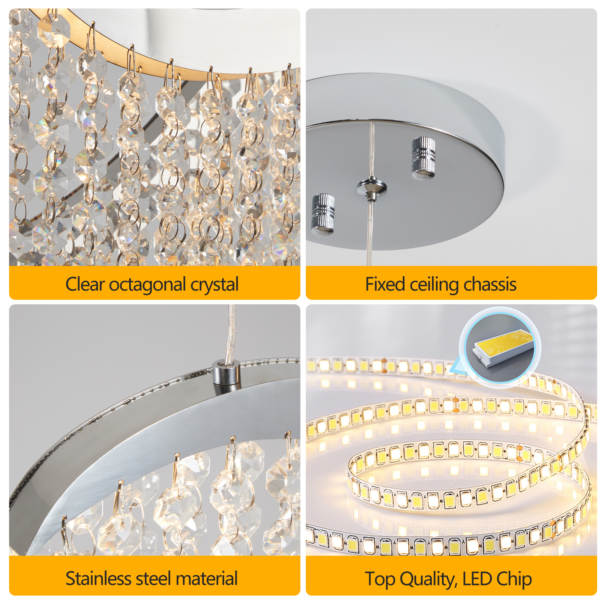 36-inch Modern Wave LED Crystal Chandelier - Adjustable Color Temperature 3000K/4000K/6000K - Adjustable Height - Elegant Chandelier for Living Room and Luxurious Space - Image 6
