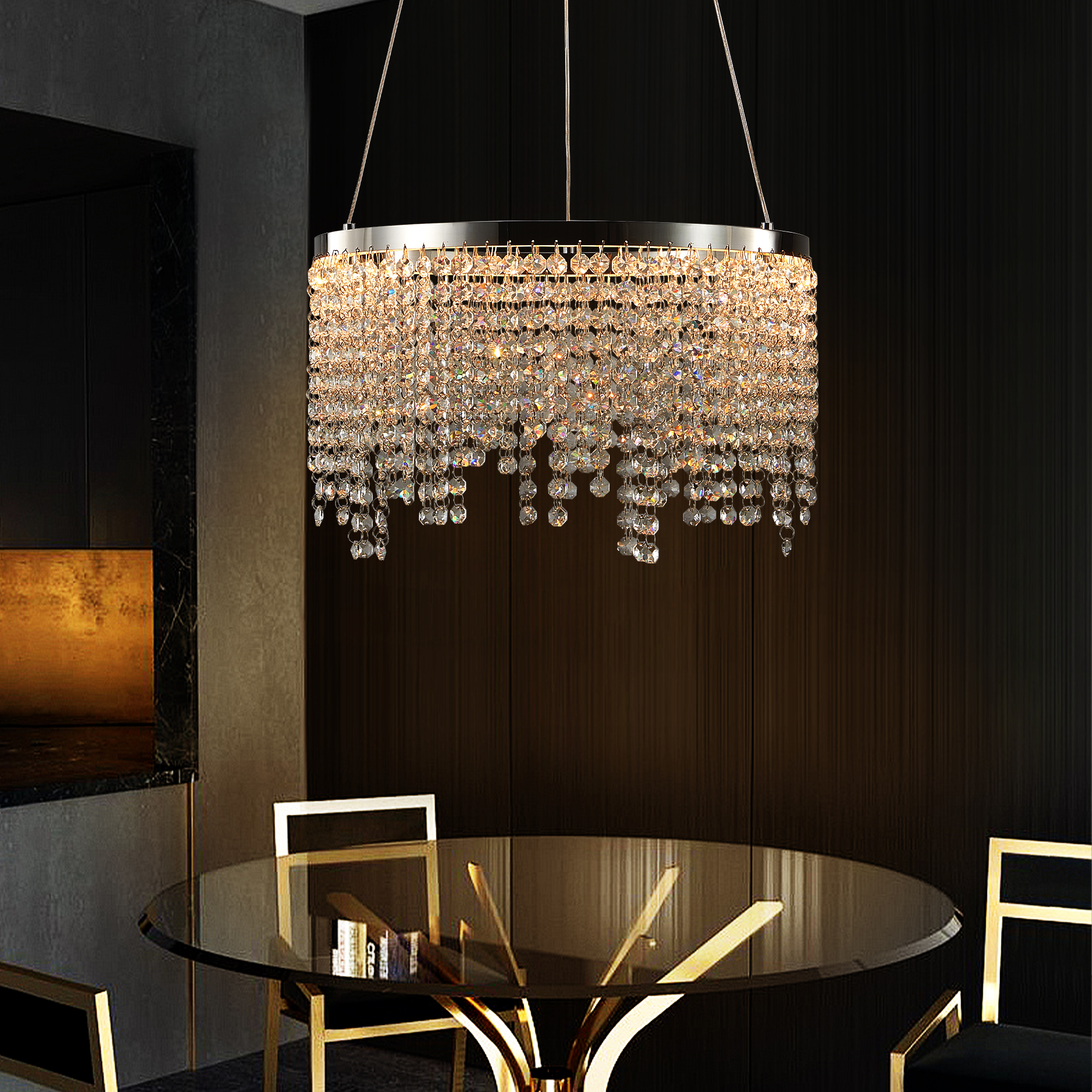 16-inch Luxury Crystal LED Chandelier - Adjustable Height and Color Temperature (3000K-6000K) - Modern Chandelier for Living Room, Dining Room and Bedroom - Image 2