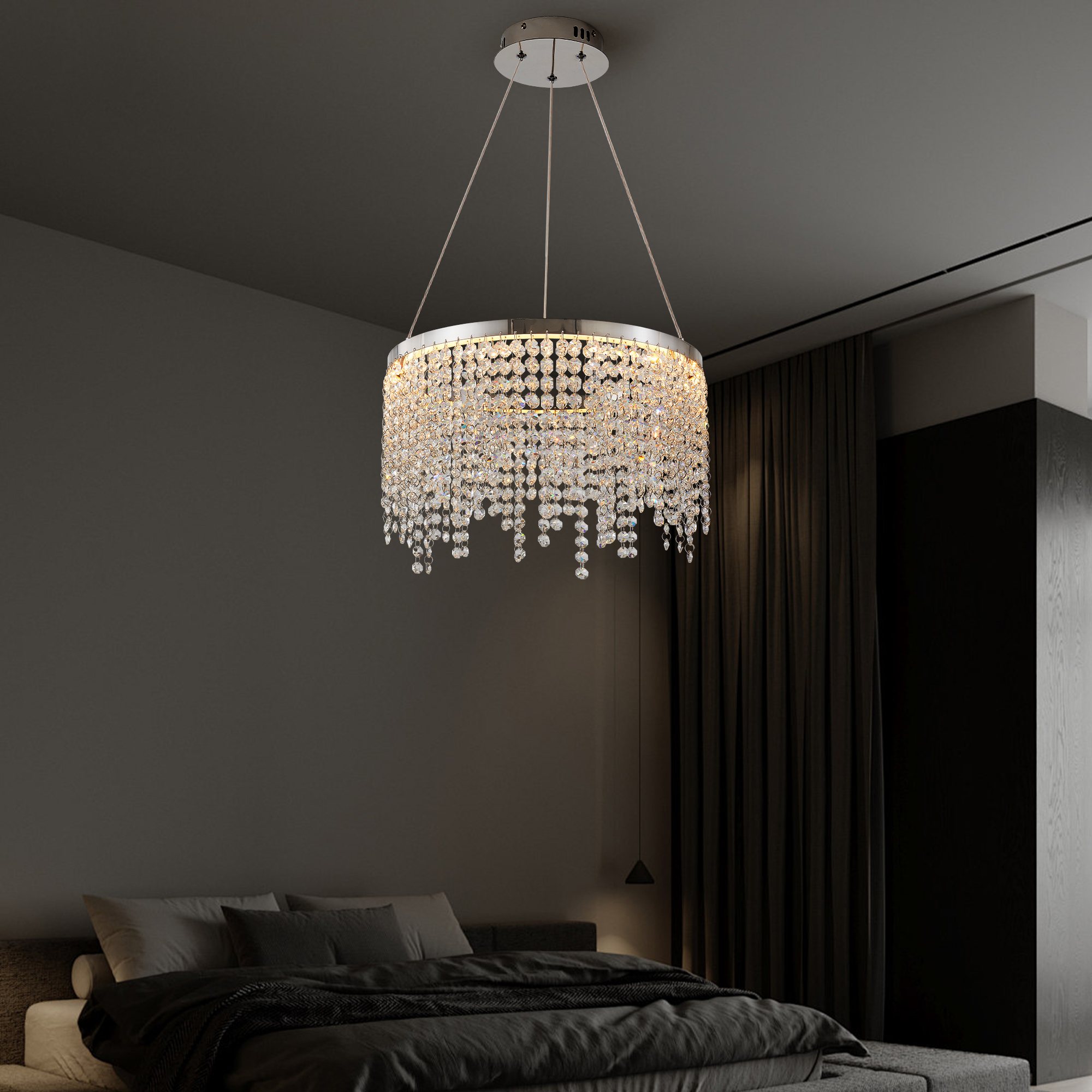 16-inch Luxury Crystal LED Chandelier - Adjustable Height and Color Temperature (3000K-6000K) - Modern Chandelier for Living Room, Dining Room and Bedroom - Image 5