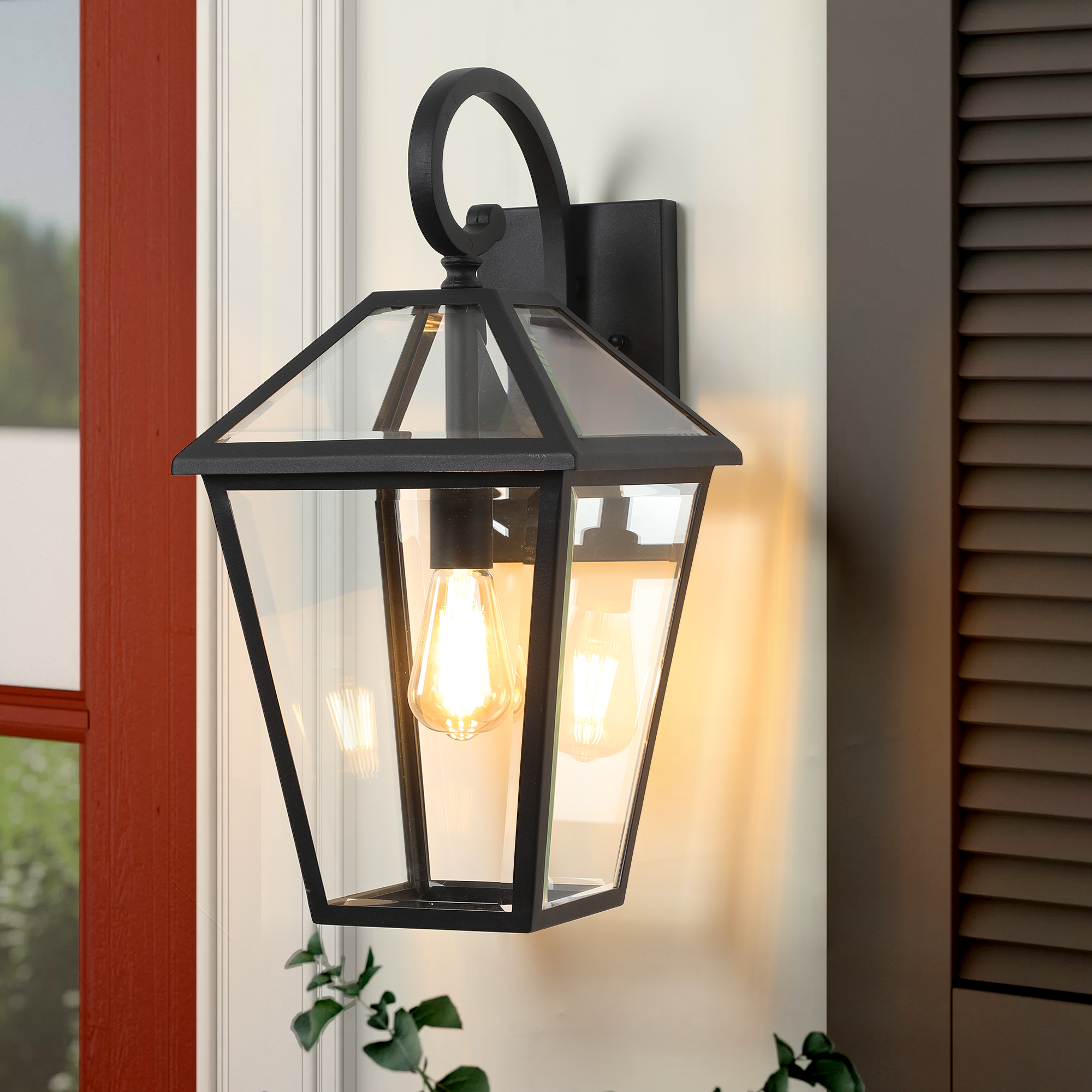 10" 2pcs Outdoor Wall Lanterns, Black Finish Weatherproof Wall Sconce with Clear Glass Panels, Vintage Exterior Light Fixtures for Porch, Patio, Garage, and Entryway (Bulb Not Included) - Image 3