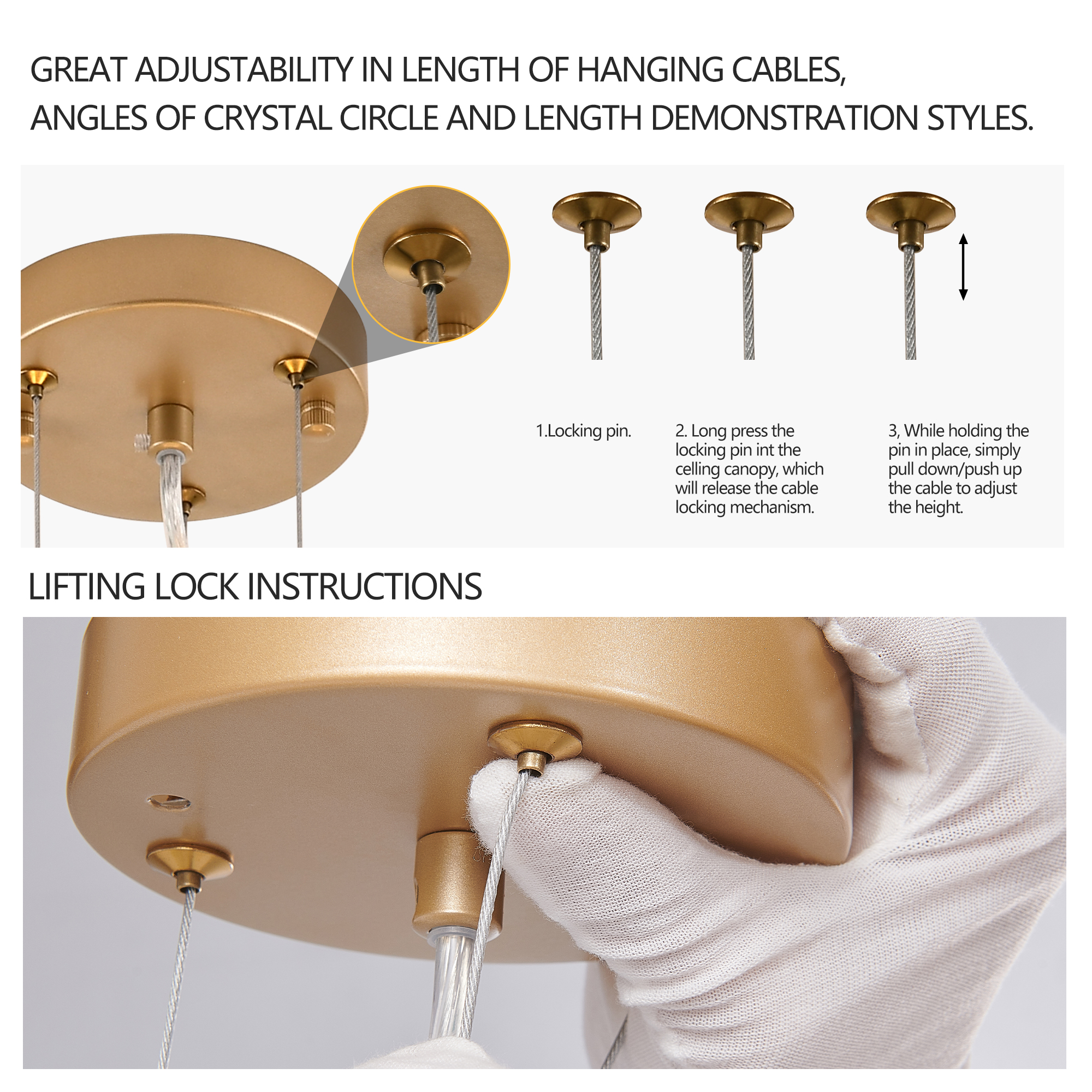24-inch Modern Golden Pendant Light with Cascading Crystal Strands, Ideal for Living Room, Dining Room and Foyer, High-End Decorative Lighting Fixture (Bulb Not Included) - Image 6