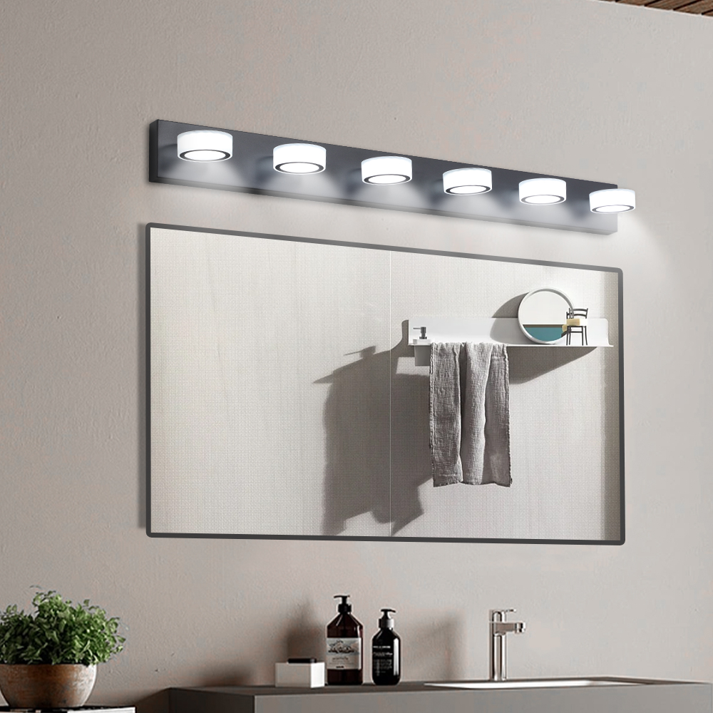 (Same as W1340110595/L2010) 45" Modern 6-Light LED Vanity Light, Sleek Black Bathroom Wall Light Fixture for Mirror, Shower, and Bathroom Decor - Image 3