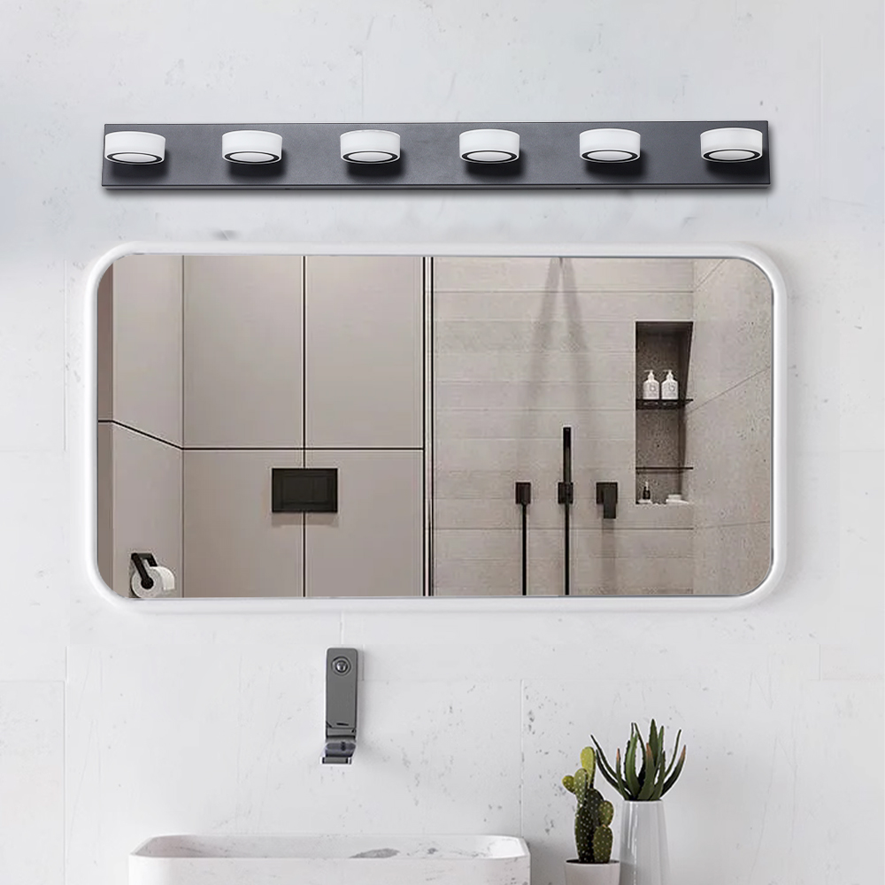 (Same as W1340110595/L2010) 45" Modern 6-Light LED Vanity Light, Sleek Black Bathroom Wall Light Fixture for Mirror, Shower, and Bathroom Decor - Image 2