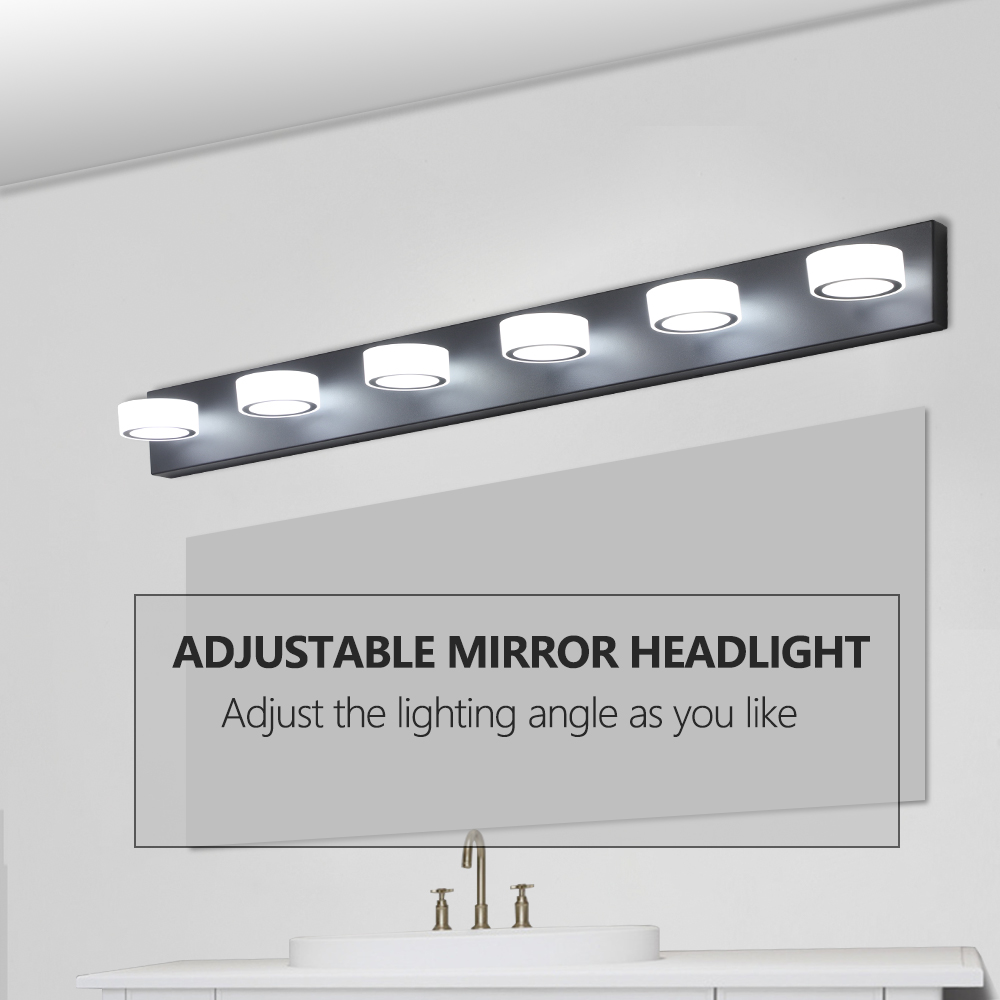 (Same as W1340110595/L2010) 45" Modern 6-Light LED Vanity Light, Sleek Black Bathroom Wall Light Fixture for Mirror, Shower, and Bathroom Decor - Image 5