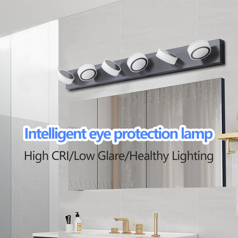 (Same as W1340110595/L2010) 45" Modern 6-Light LED Vanity Light, Sleek Black Bathroom Wall Light Fixture for Mirror, Shower, and Bathroom Decor - Image 6