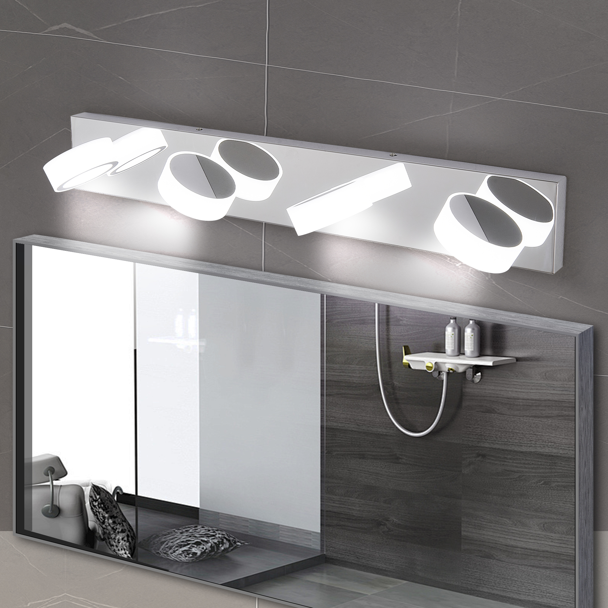 29" Modern 4-Light LED Vanity Light, Sleek Chrome Bathroom Wall Light Fixture for Mirror, Shower, and Bathroom Decor - Image 2