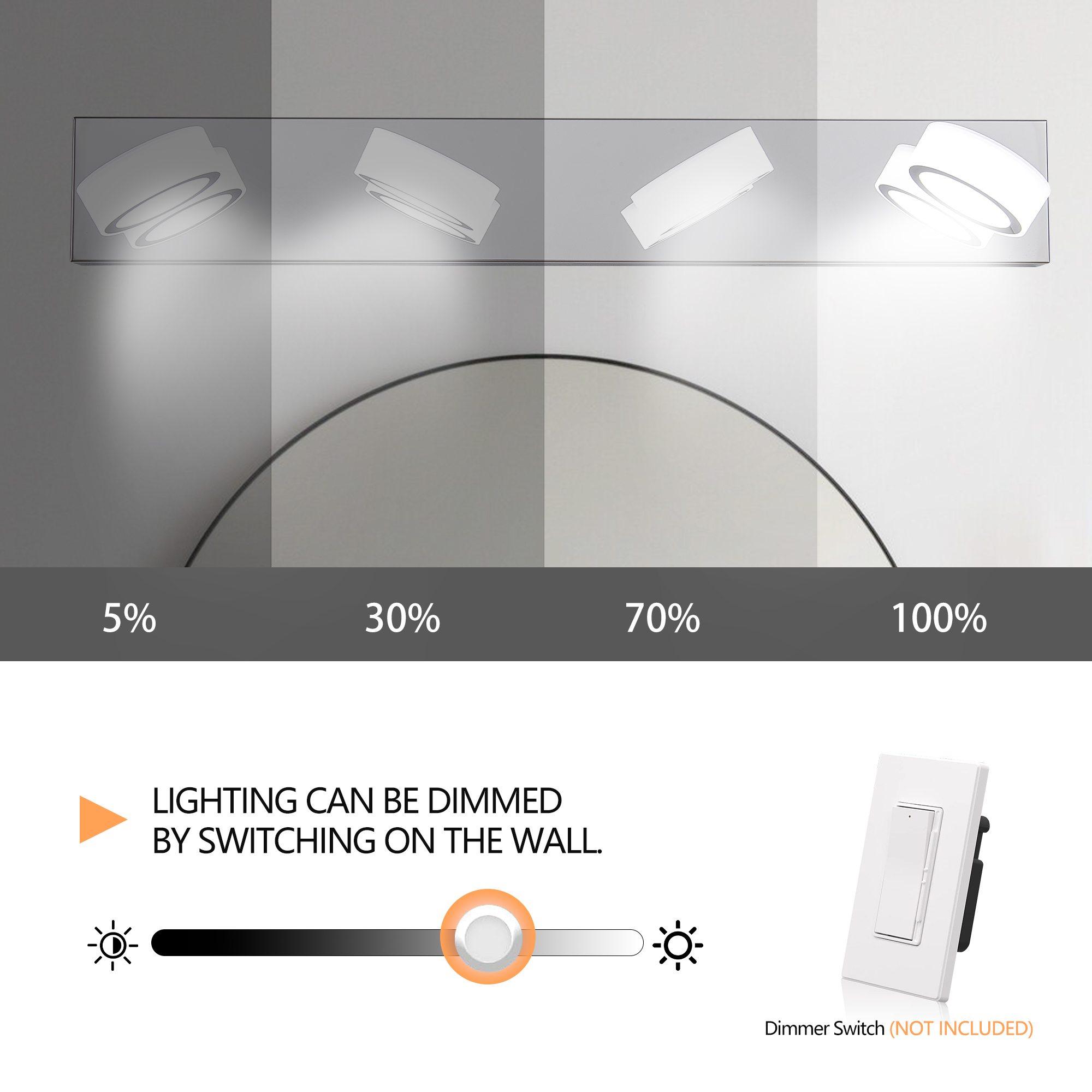29" Modern 4-Light LED Vanity Light, Sleek Chrome Bathroom Wall Light Fixture for Mirror, Shower, and Bathroom Decor - Image 6