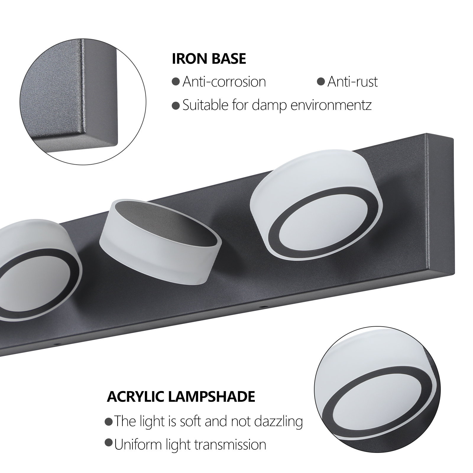(Same as W1340110593/L2009) 37" Modern 5-Light LED Vanity Light, Sleek Black Bathroom Wall Light Fixture for Mirror, Shower, and Bathroom Decor - Image 4