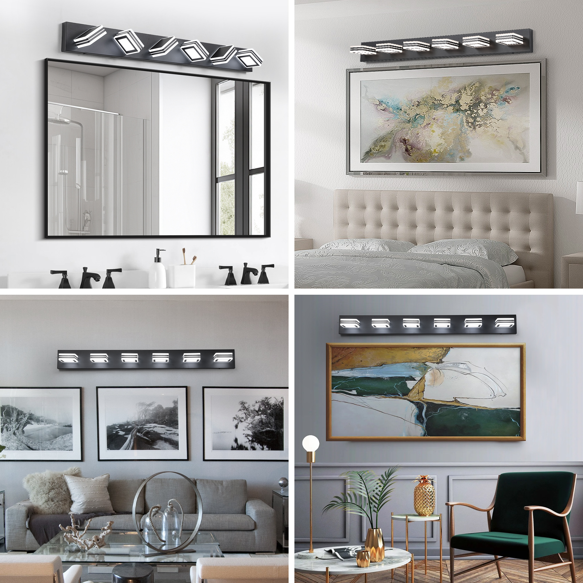 40" Modern 6-Light LED Vanity Light - Sleek Bathroom Wall Fixture, Iron & Acrylic, Dimmable & Energy-Efficient, Ideal for Mirror Lighting - Image 4