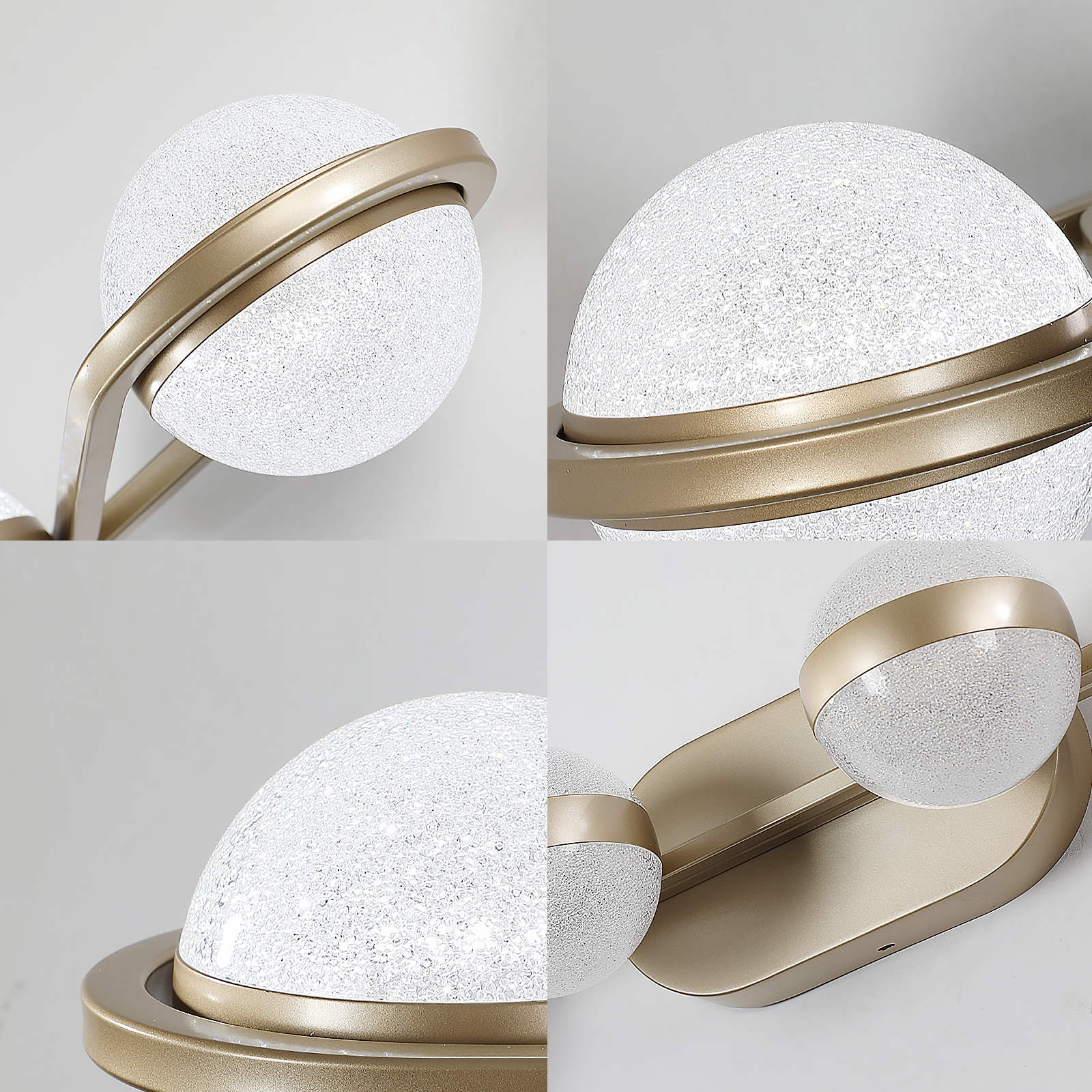 (Same as W1340P143676/L2001-G-6) 43" Gold Minimalist LED Bathroom Vanity Light with Crystal Sand Acrylic Shades, 6-Light Wall Mounted Decorative Lighting Fixture, Suitable for Bathroom Vanity Mirror - Image 4