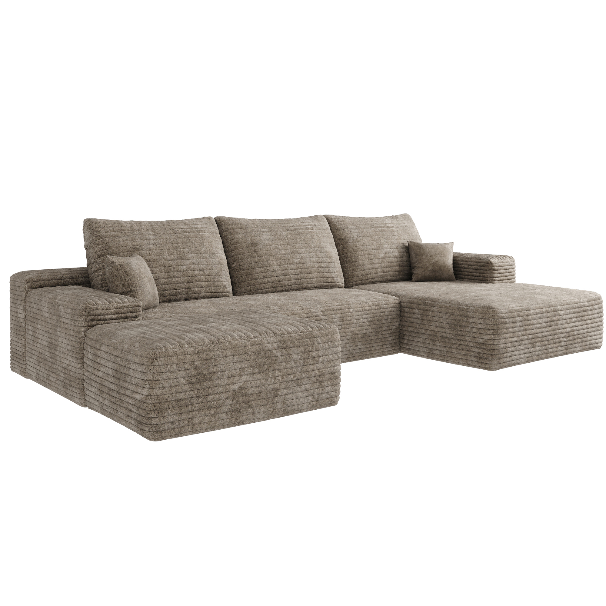 107"Cloud Sectional Sofa with 1 Ottoman,Modern Minimalist Upholstered Couches,Comfort U Shaped Sofa for Living Room,Deep Seat Corner Couch,No Assembly Required,Camel (Plush Corduroy Fabric) - Image 5
