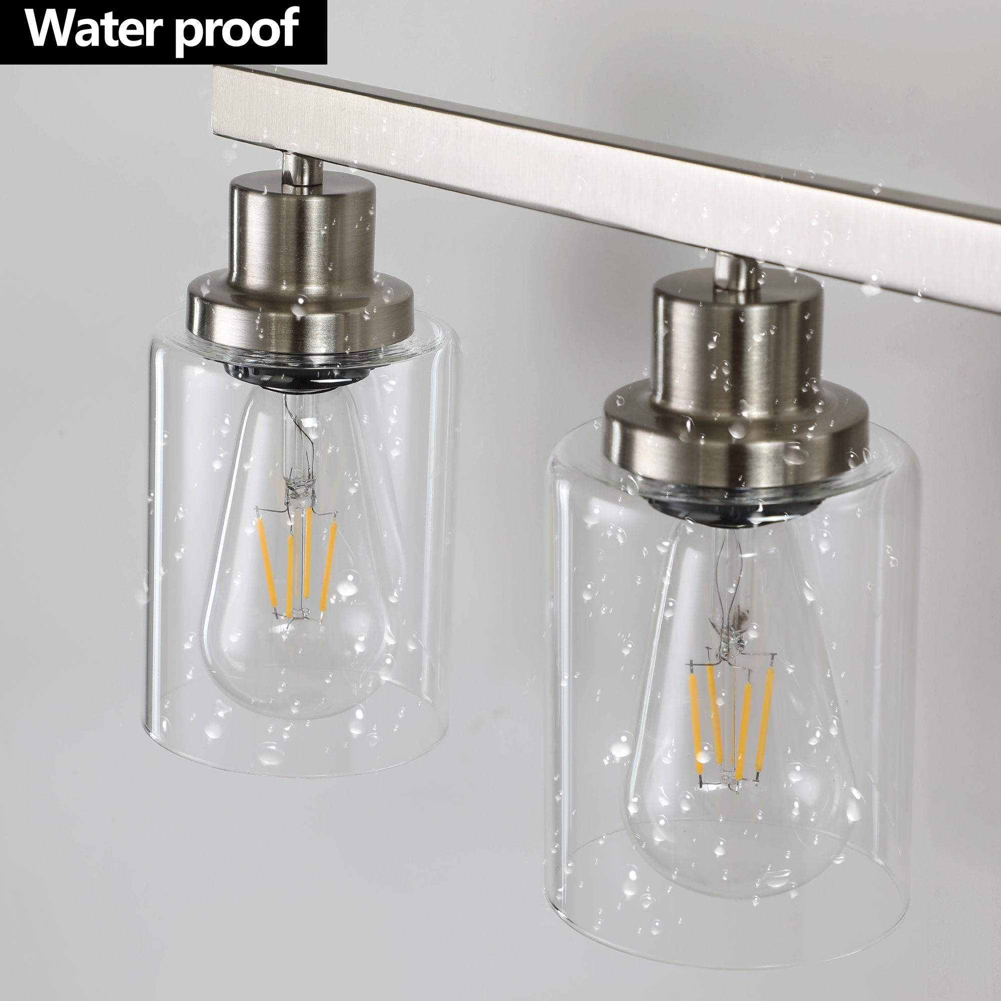 51" Modern 8-Light Bathroom Vanity Light Fixture - Brushed Nickel Finish with Clear Glass Shades, Perfect for Bathroom, Vanity, and Dressing Area Lighting (No Bulbs) - Image 6