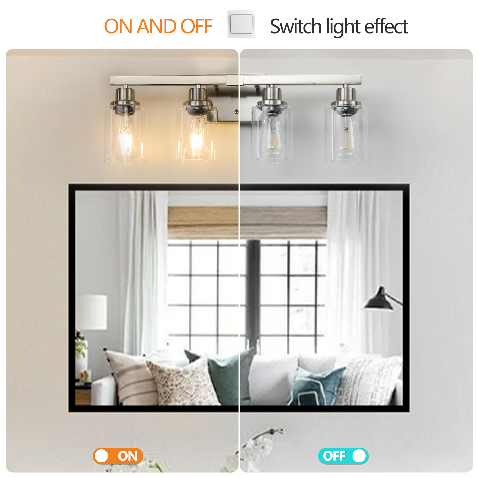 24" Modern 4-Light Bathroom Vanity Light Fixture - Brushed Nickel Finish with Clear Glass Shades, Perfect for Bathroom, Vanity, and Dressing Area Lighting (No Bulbs) - Image 6