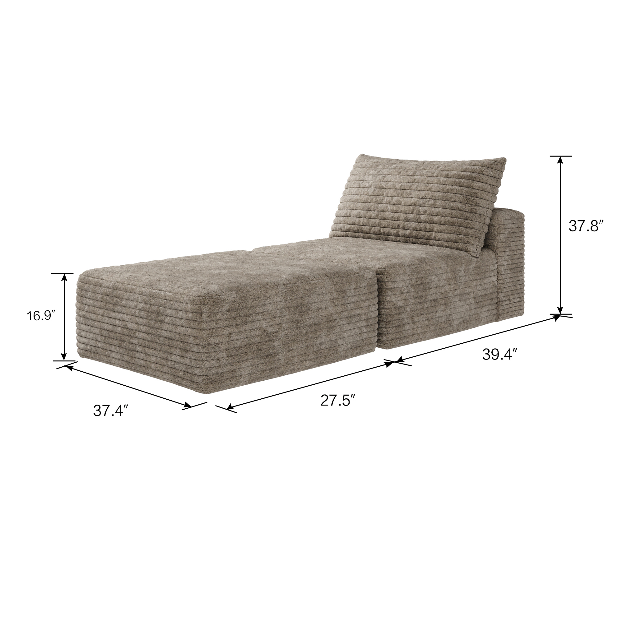 66.9"Sofa Bed, Convertible Sleeper Chair with Pillow,Back Support, Bed Comfy Floor Sofa Lounge for Living Room Bedroom, Single sofa,Camel(Plush Corduroy Fabric) - Image 6