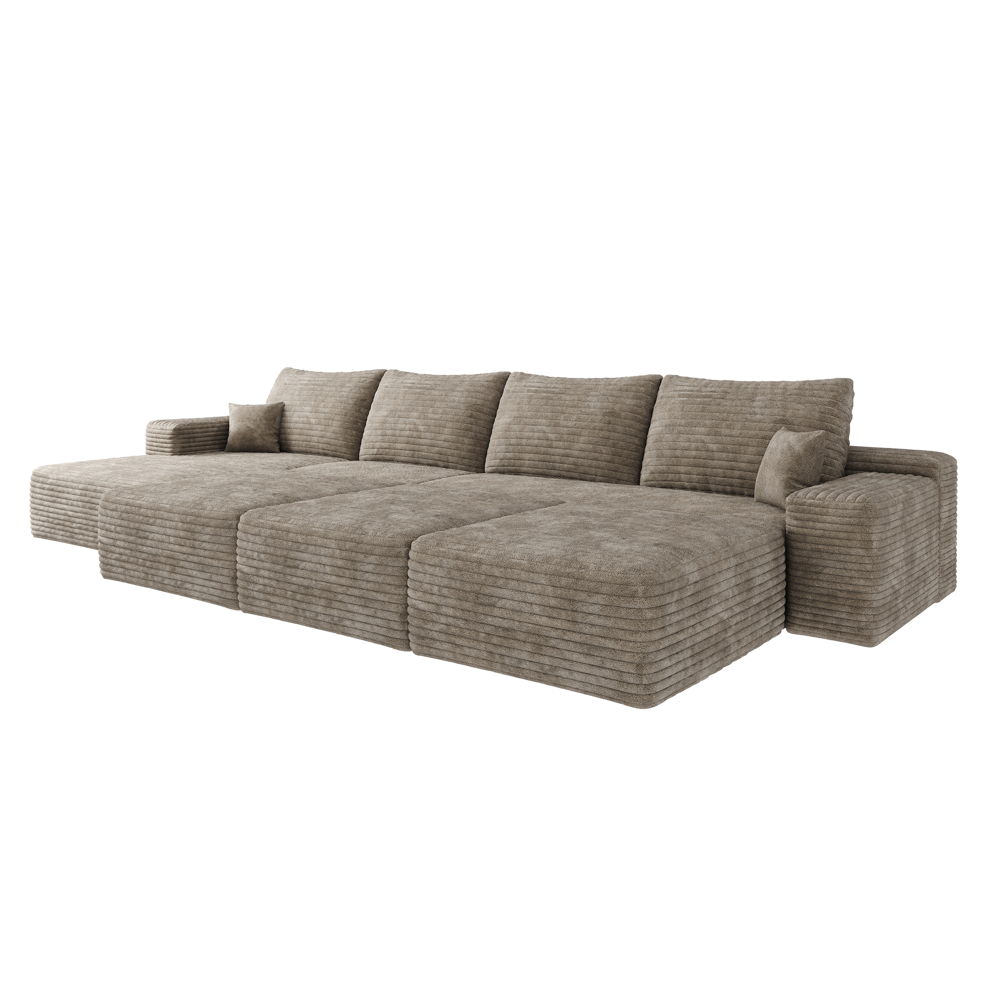 135"Large size modular cloud sofa 6 seats down sofa bed apartment living room sofa ,No Assembly Required,Camel(Plush Corduroy Fabric) - Image 4