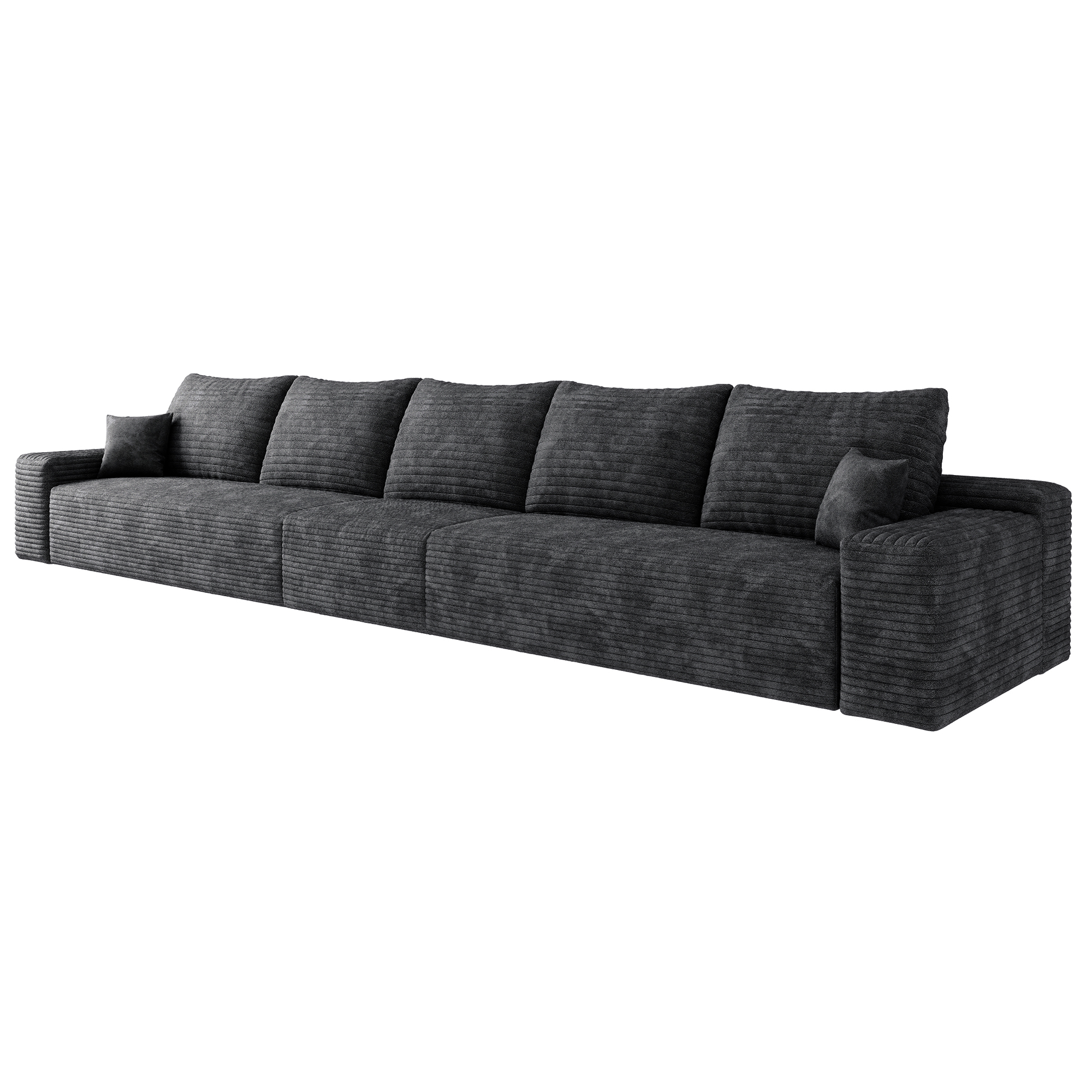 168" Cloud Sectional Couch,Modern Modular Sofa with Deep Seat, Upholstered Couches for Living Room Bedroom,No Assembly Required, Black(Plush Corduroy Fabric) - Image 5