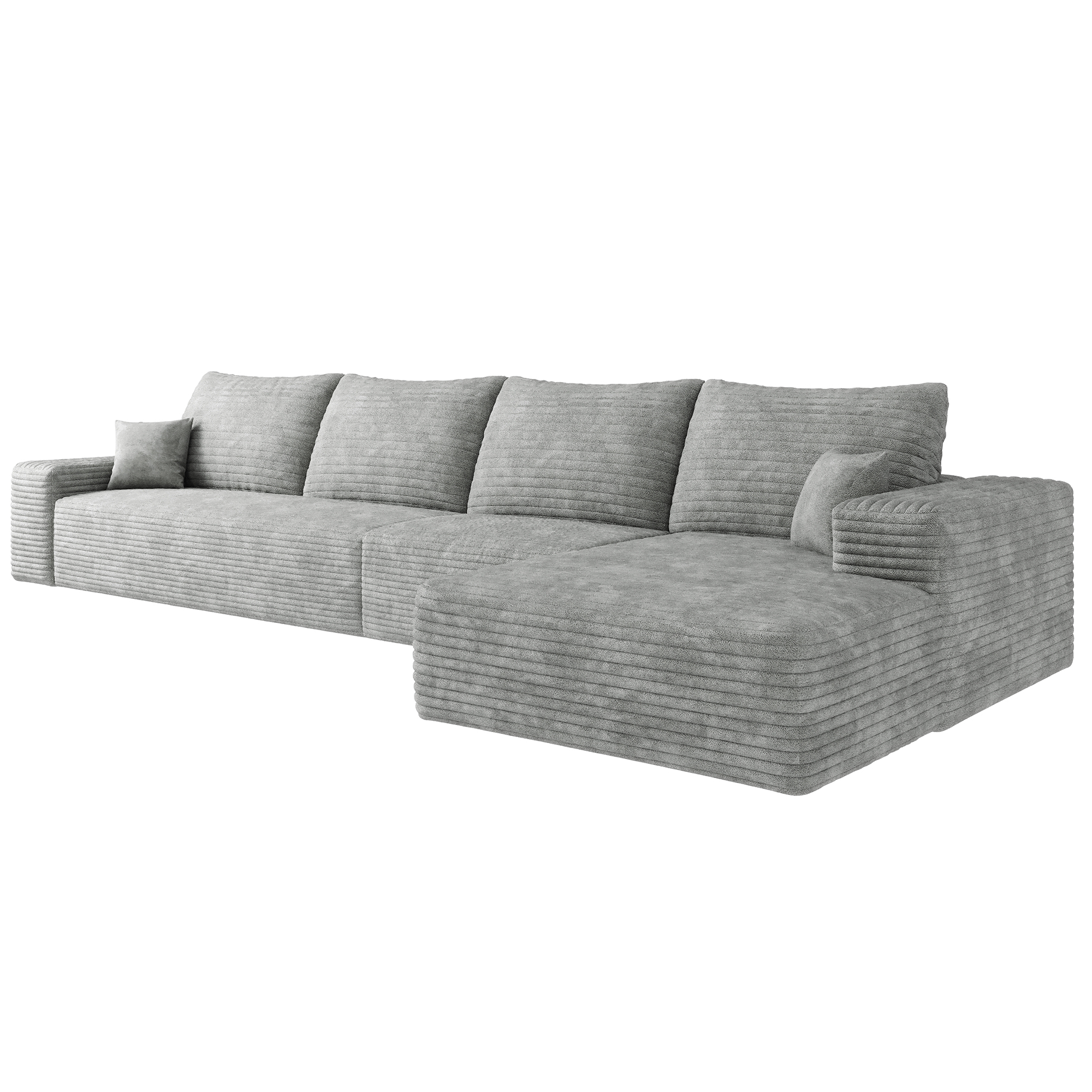 135" Cloud Sectional Couch with L-Shape Chaise,Modern Modular Sofa with Deep Seat, Upholstered Couches for Living Room Bedroom,No Assembly Required,Grey (Plush Corduroy Fabric) - Image 6