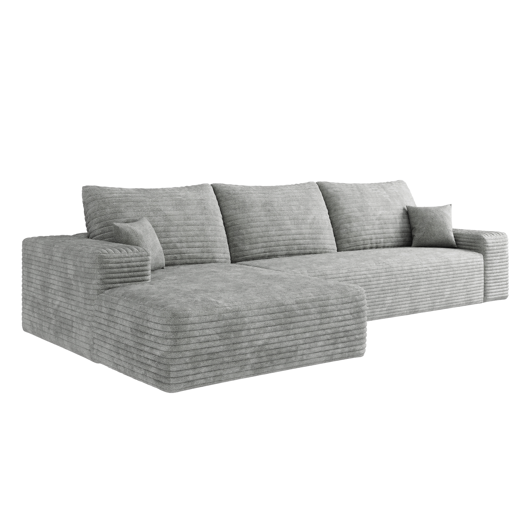 107" Cloud Sectional Couch with L-Shape Chaise,Modern Modular Sofa with Deep Seat, Upholstered Couches for Living Room Bedroom,No Assembly Required, Grey(Plush Corduroy Fabric) - Image 6